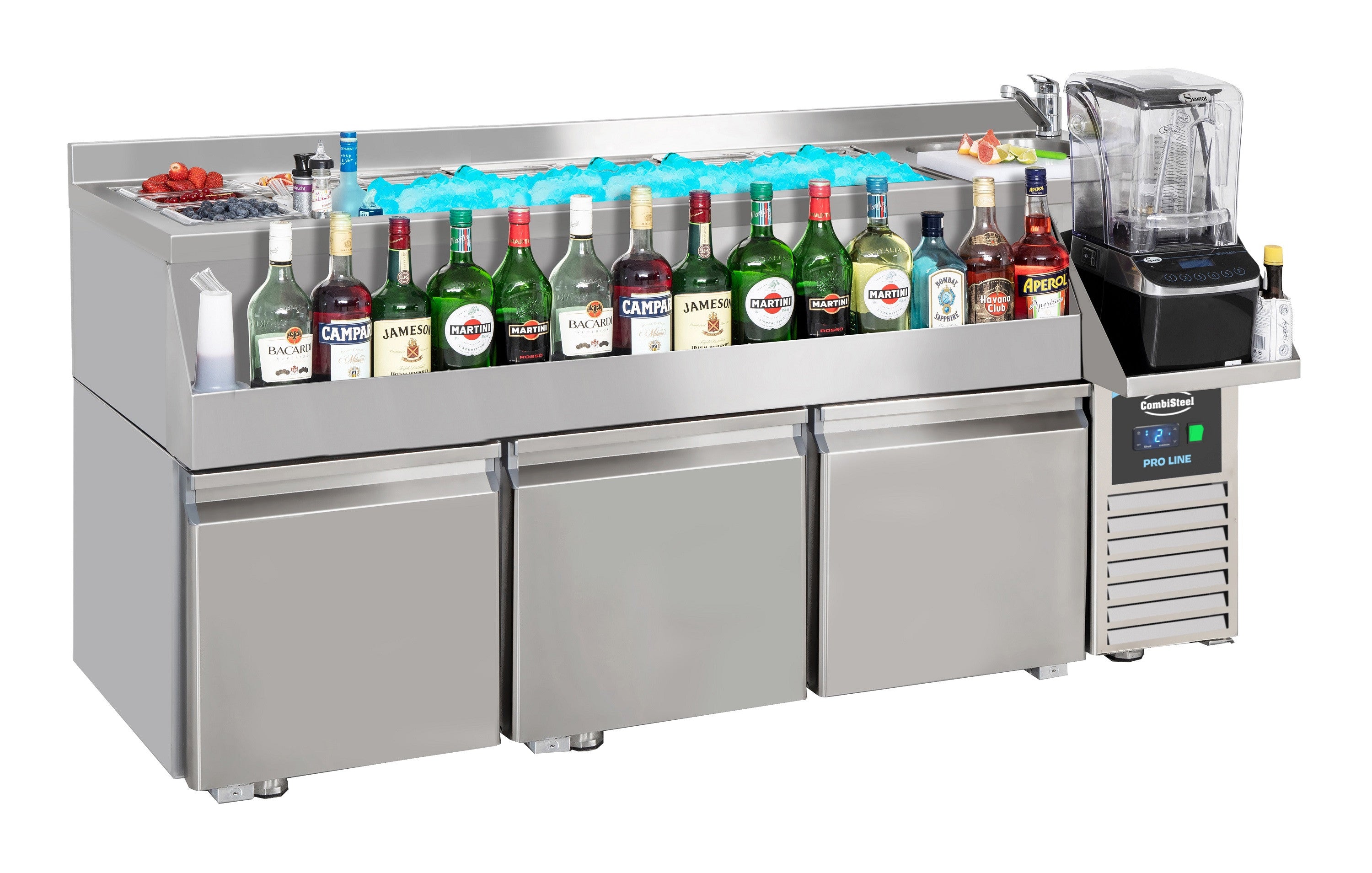 Table réfrigérée 3 portes avec bar à cocktails - Combisteel