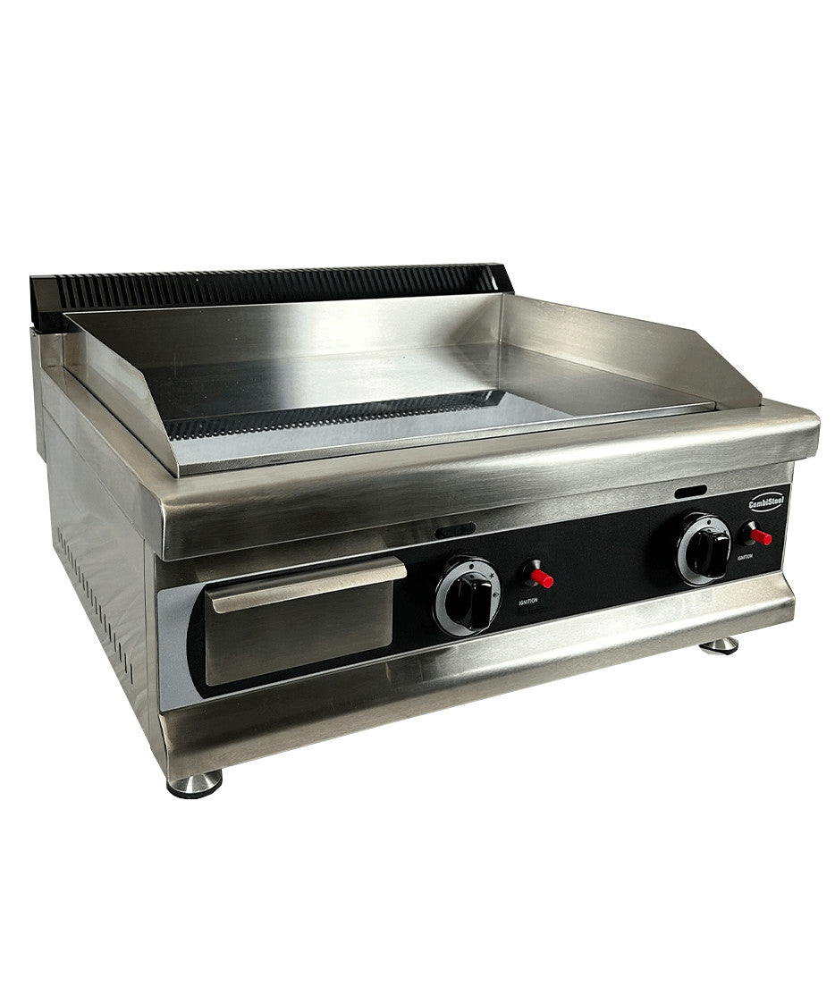 Plancha à gaz chromée 2 brûleurs 650 - Combisteel
