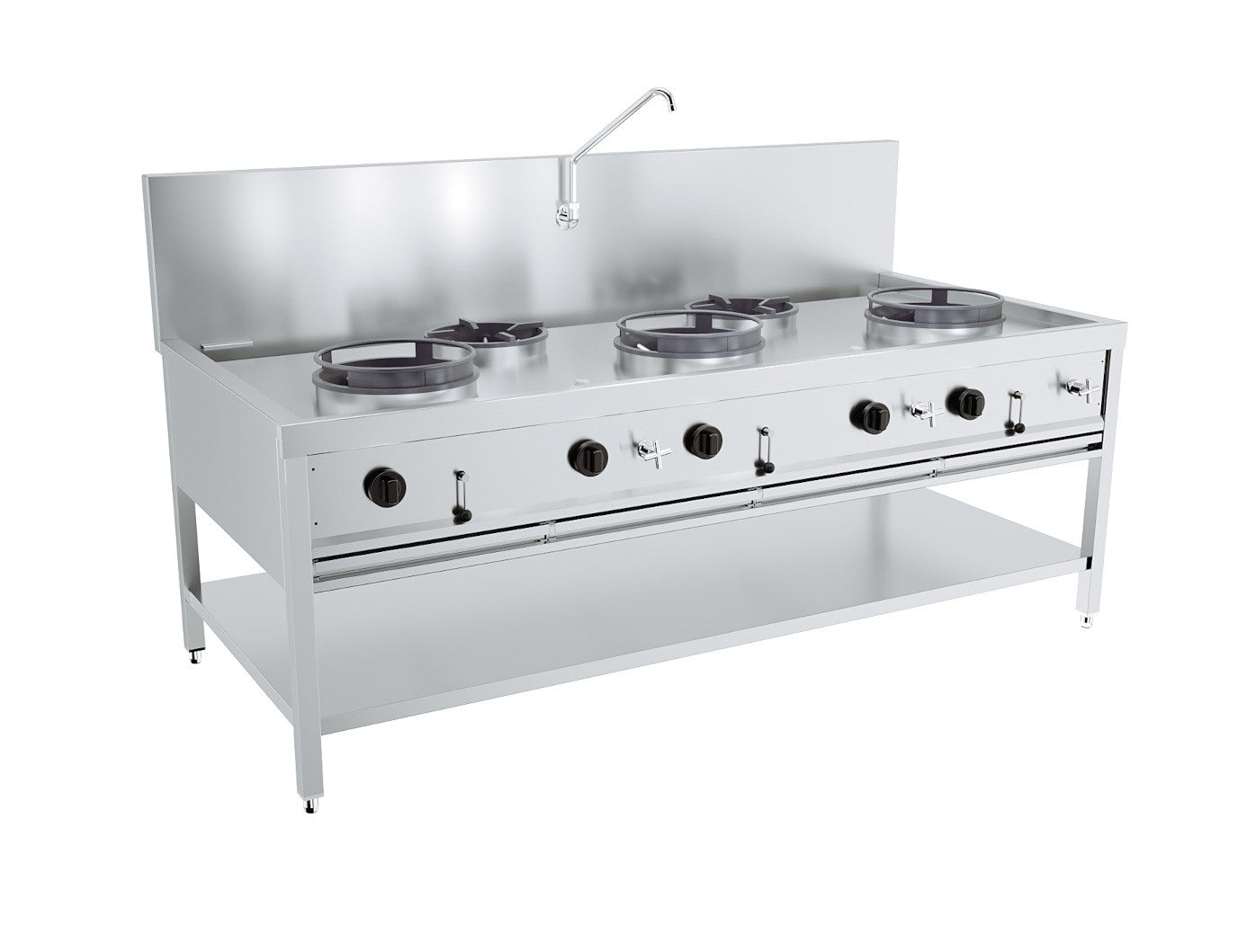 Table wok à gaz 3x17kw + 2x9kw - Combisteel