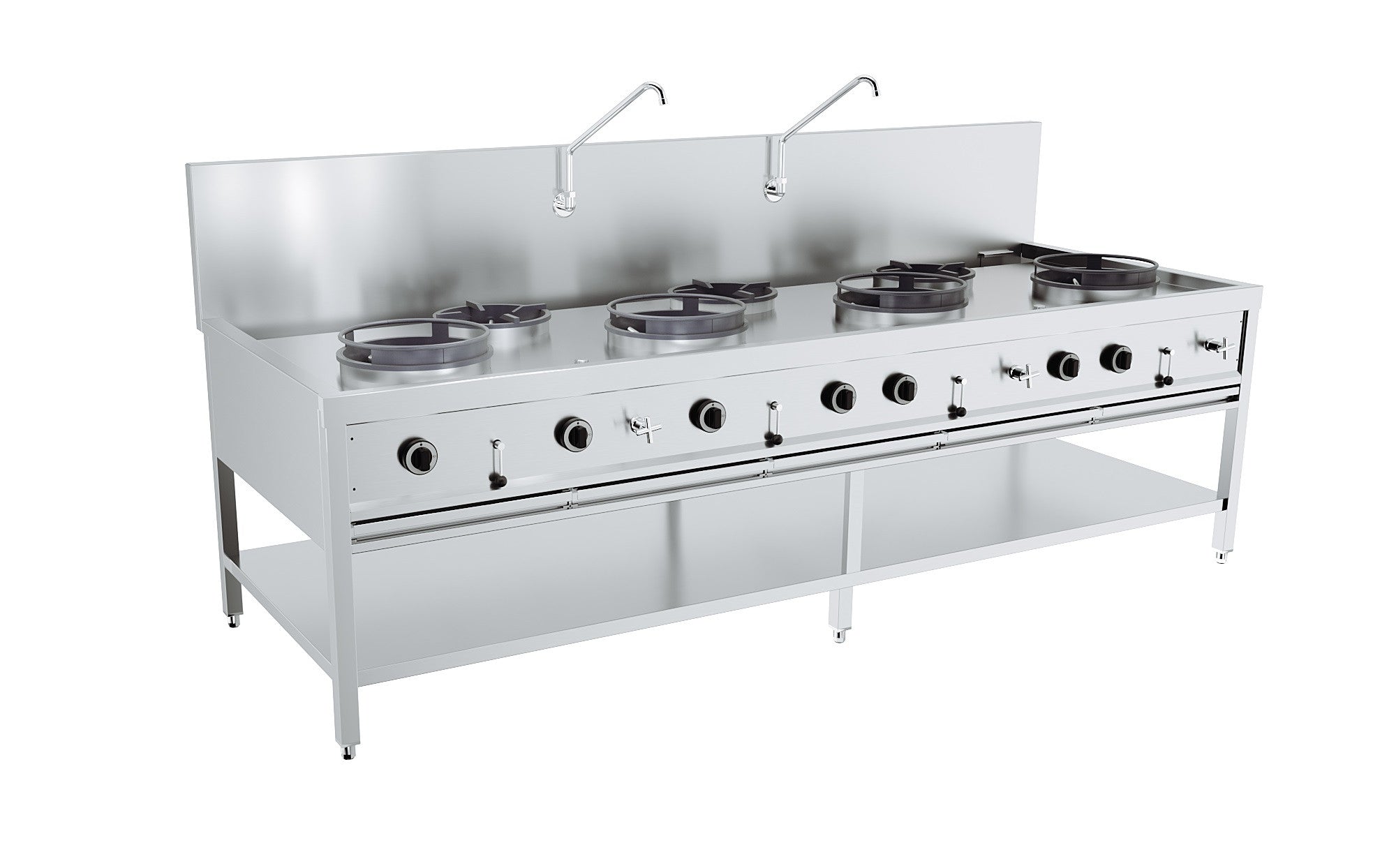 Table de wok à gaz 4x17 kw + 3x9kw - Combisteel