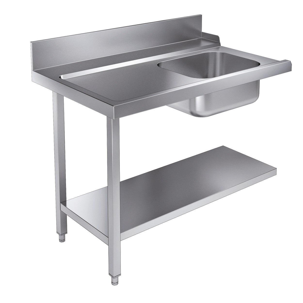 Table d'entrée étagère inférieure 1200 gauche avec évier inox 1200x800x900 mm Combisteel - vue 2 - Lave-vaisselle pro CHR - Cuistéo