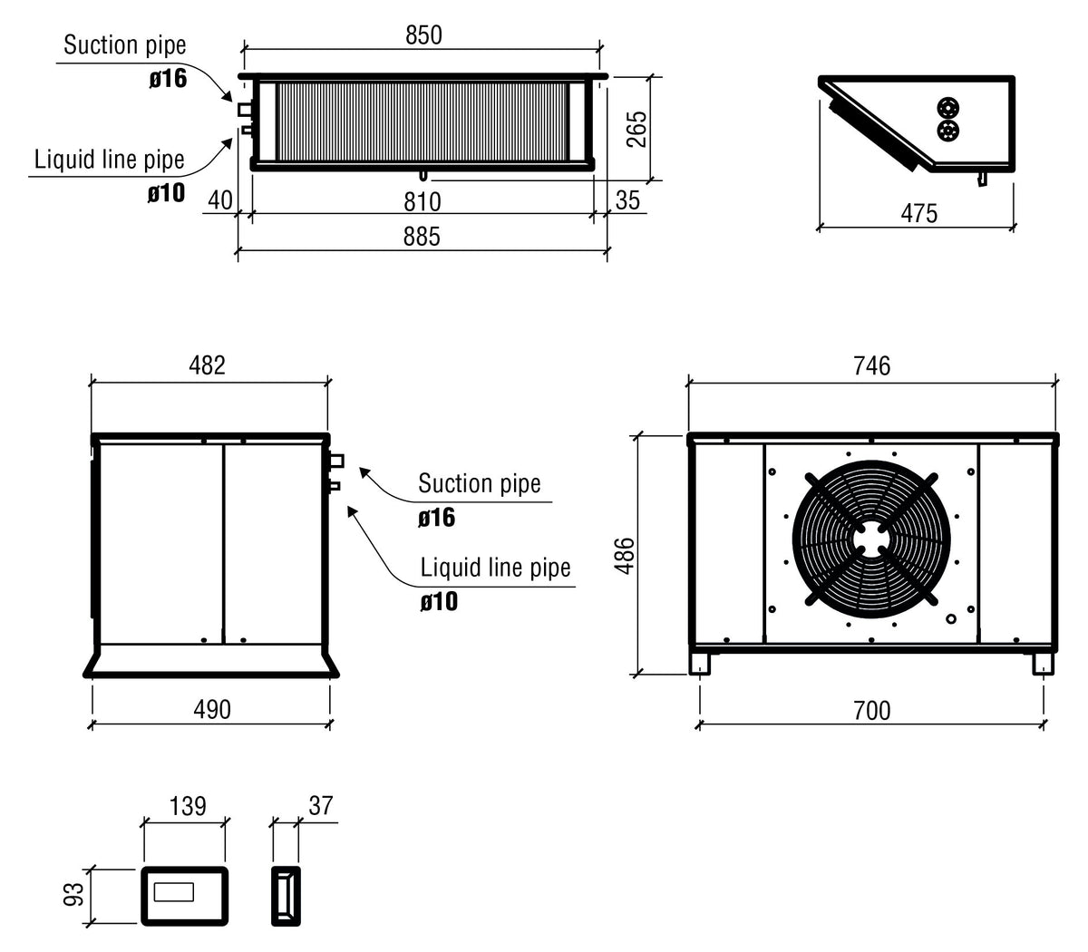 Unité refroidissement split type négatif 3.05-8.74 m3 746x482x486 mm 3.05 L 1.48 kW Combisteel - vue 4 - Groupe Positif pro CHR - Cuistéo