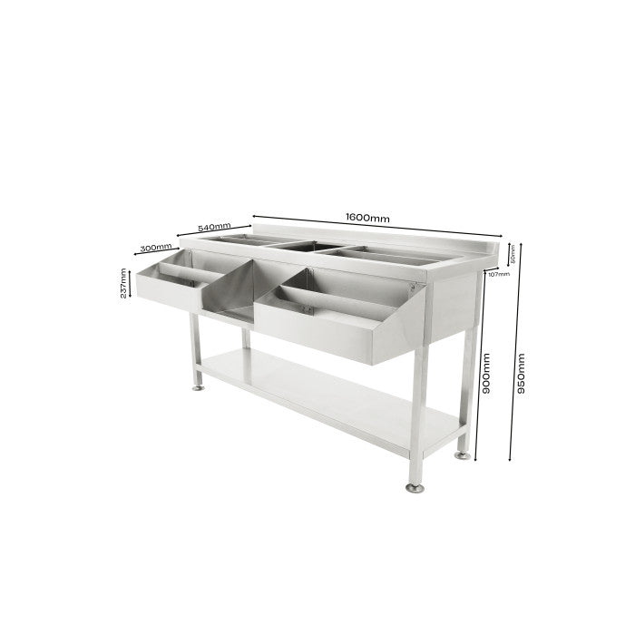 Comptoir de bar 1600 mm avec évier central - Combisteel