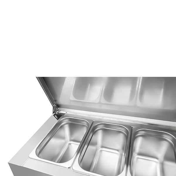 Saladette réfrigérée ventilée avec couvercles - 3 portes - 8 x GN 1/3 - L 1795 x P 700 x H 1085 mm - Unninox
