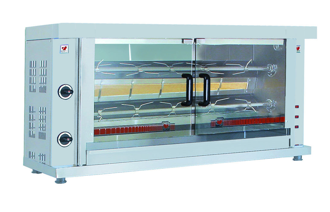 Rôtissoire à gaz 2 broches 8 - 10 poulets 1320x460x680 mm 8 L 0.1 kW Combisteel - Rôtissoire à gaz professionnel CHR - matériel cuisine pro - Cuistéo