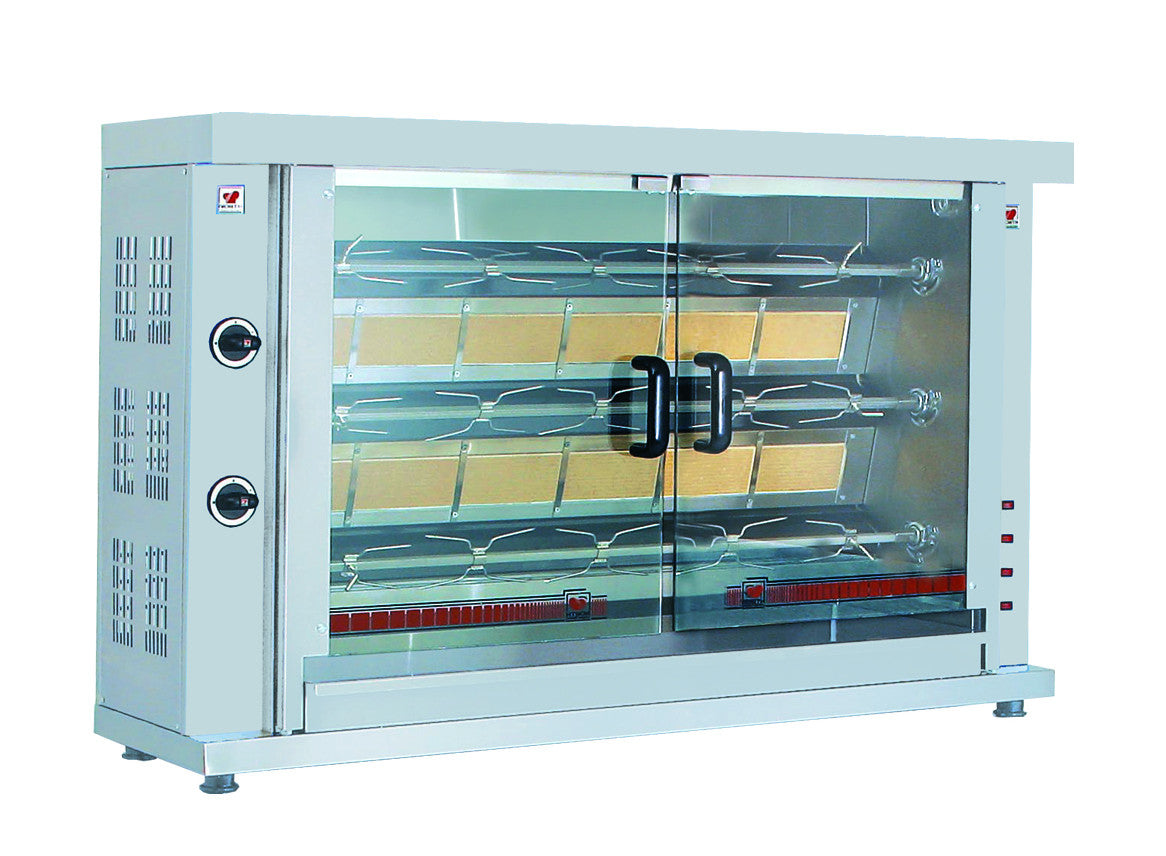 Rôtissoire à gaz 3 broches 12 - 15 poulets 1320x460x880 mm 12 L 0.1 kW Combisteel - Rôtissoire à gaz professionnel CHR - matériel cuisine pro - Cuistéo