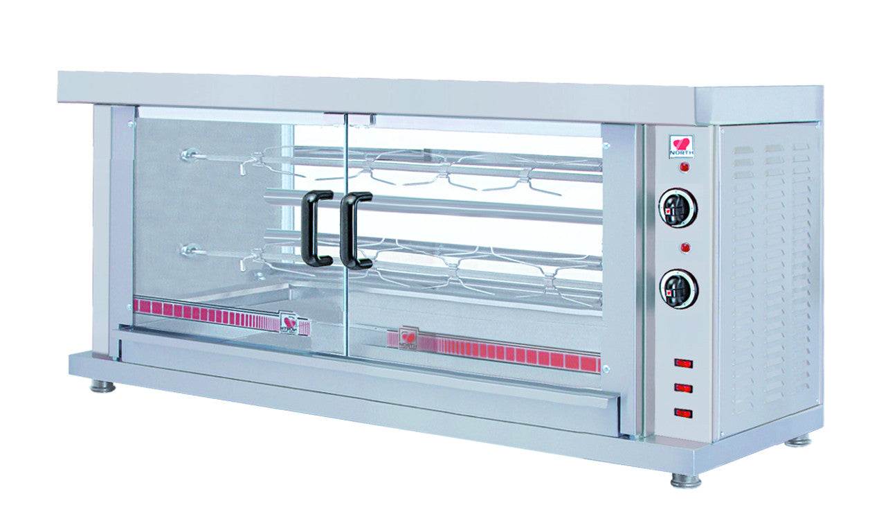 Rôtissoire électrique 2 broches 8 - 10 poulets 1320x460x660 mm 8 L 5.2 kW Combisteel - Rôtissoire électrique professionnel CHR - matériel cuisine pro - Cuistéo
