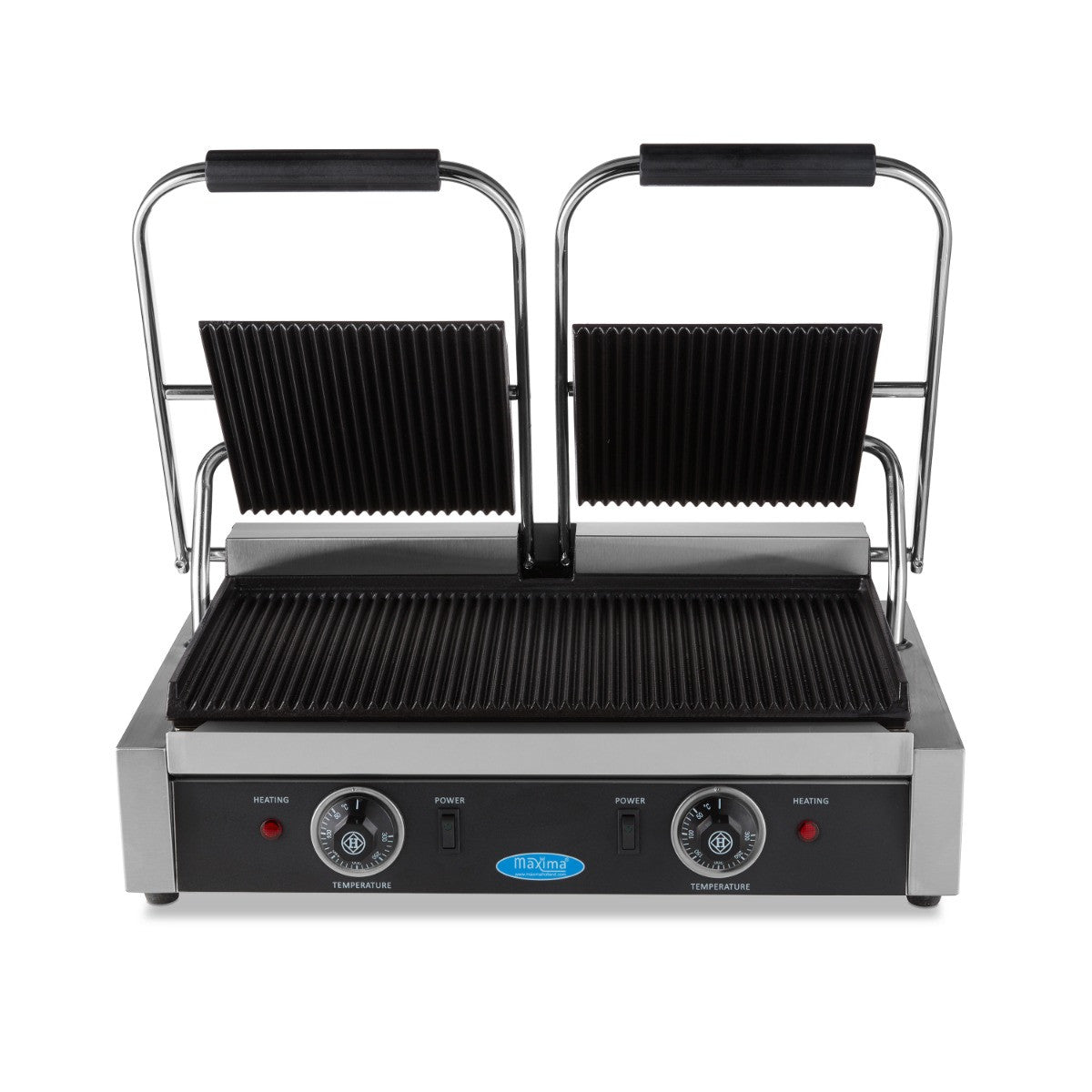 Grill Contact - Rainuré - Double Plaque de Grill - 2 x 22cm 1800 W Maxima - vue 2 - Grill panini pro CHR - Cuistéo