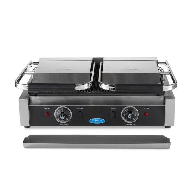 Grill Contact - Rainuré - Double Plaque de Grill - 2 x 22cm 1800 W Maxima - vue 3 - Grill panini pro CHR - Cuistéo