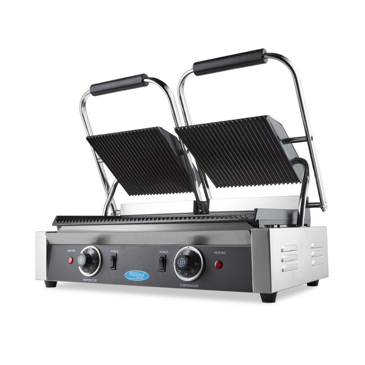 Grill Contact - Rainuré - Double Plaque de Grill - 2 x 22cm 1800 W Maxima - vue 4 - Grill panini pro CHR - Cuistéo