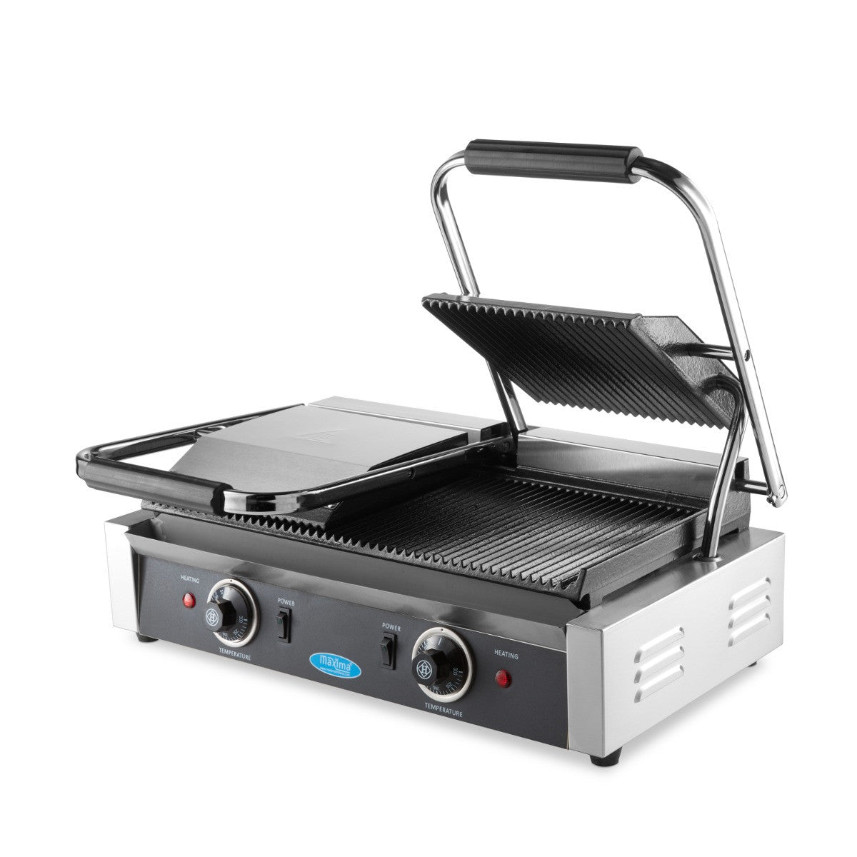 Grill Contact - Rainuré - Double Plaque de Grill - 2 x 22cm 1800 W Maxima - vue 5 - Grill panini pro CHR - Cuistéo