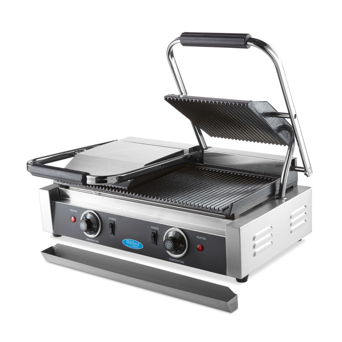 Grill Contact - Rainuré - Double Plaque de Grill - 2 x 22cm 1800 W Maxima - vue 6 - Grill panini pro CHR - Cuistéo
