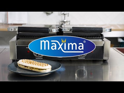 Grill Contact - Rainuré - Double Plaque de Grill - 2 x 22cm 1800 W Maxima - vue 8 - Grill panini pro CHR - Cuistéo