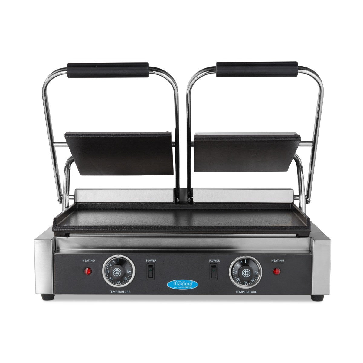 Grill contact - Lisse - Double plaque de grill - 2 x 22cm 1800 W Maxima - vue 2 - Grill panini pro CHR - Cuistéo