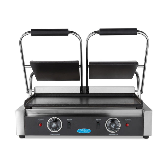 Grill contact - Lisse - Double plaque de grill - 2 x 22cm 1800 W Maxima - vue 2 - Grill panini pro CHR - Cuistéo
