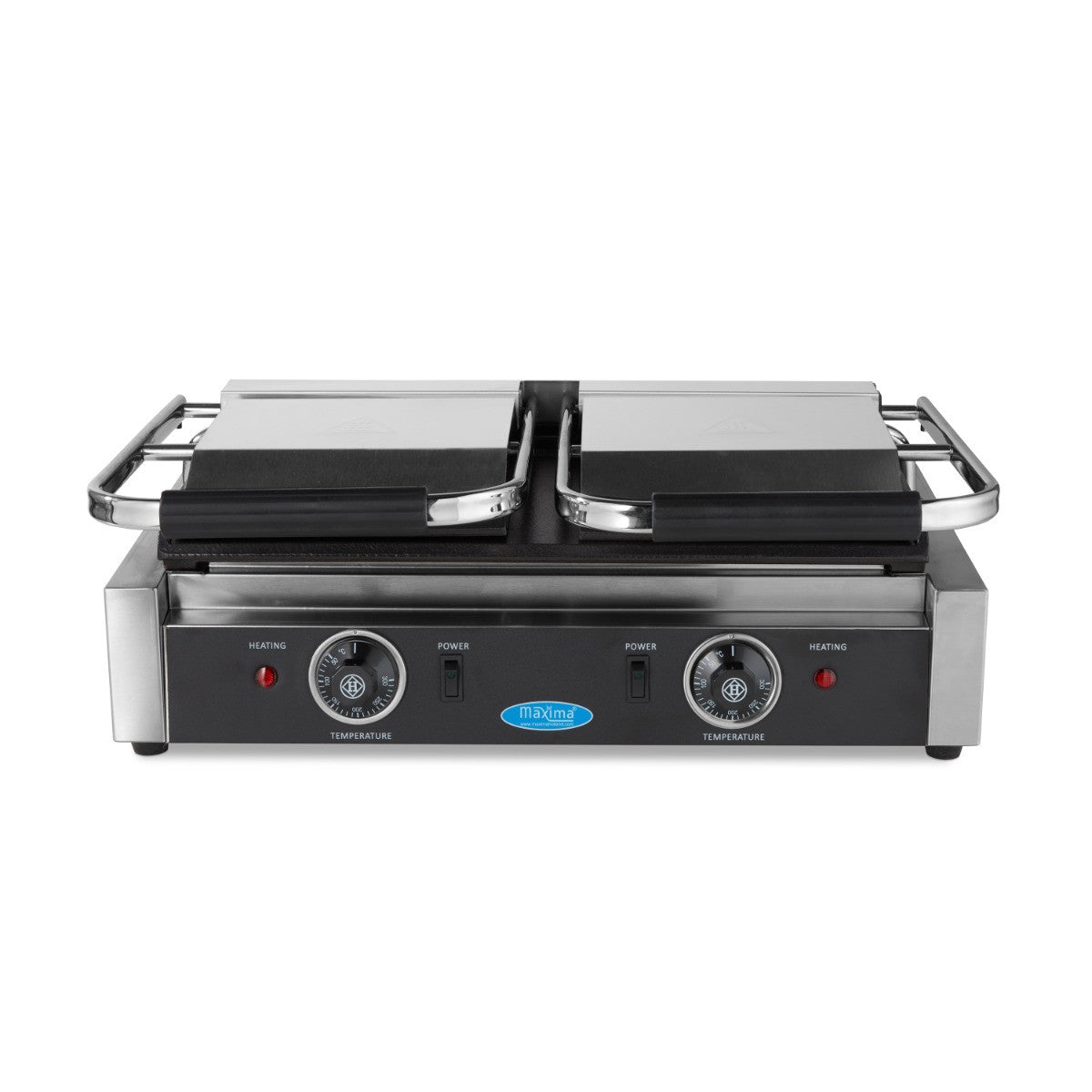 Grill contact - Lisse - Double plaque de grill - 2 x 22cm 1800 W Maxima - vue 3 - Grill panini pro CHR - Cuistéo