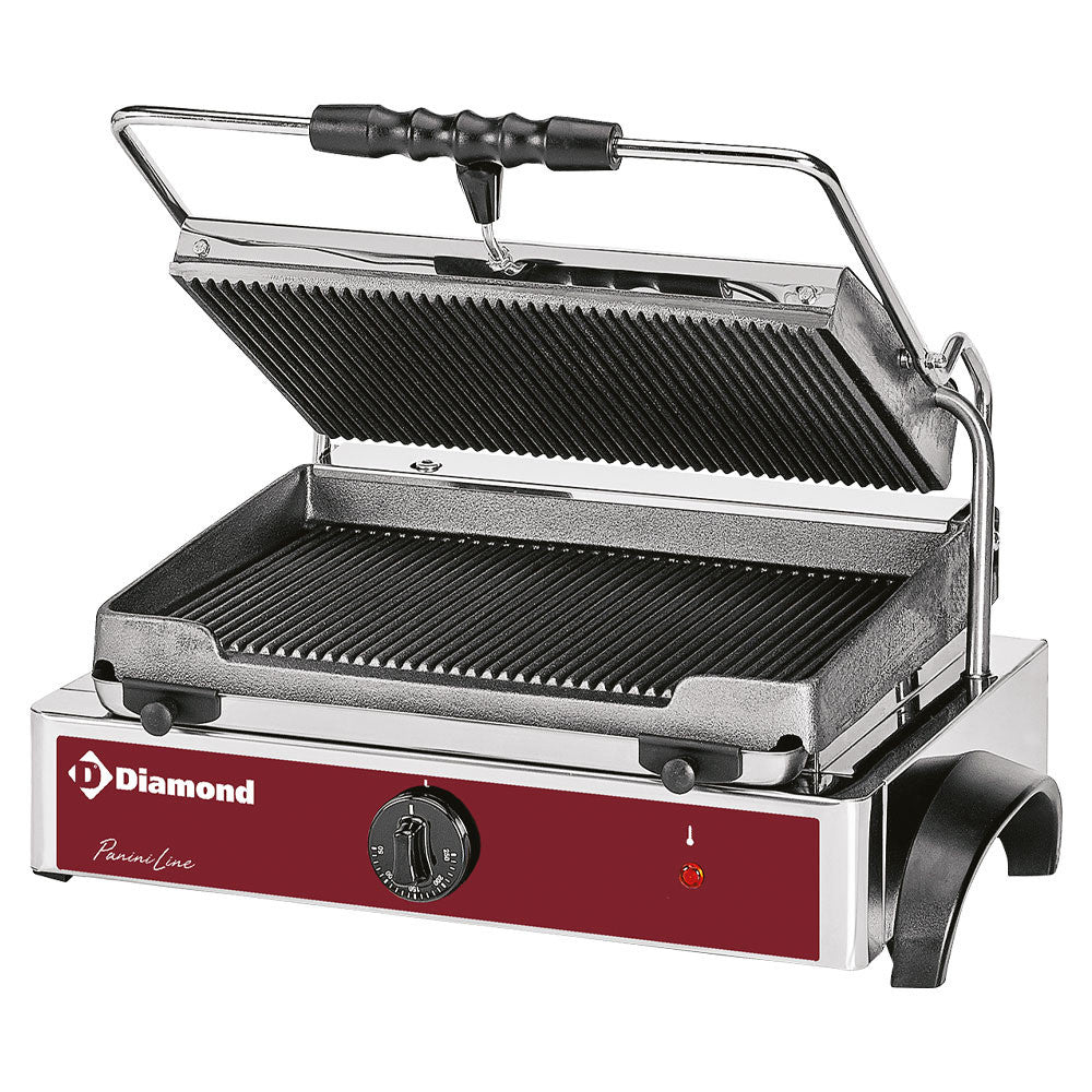 Grill panini élec medium à plaque rainurée - Diamond