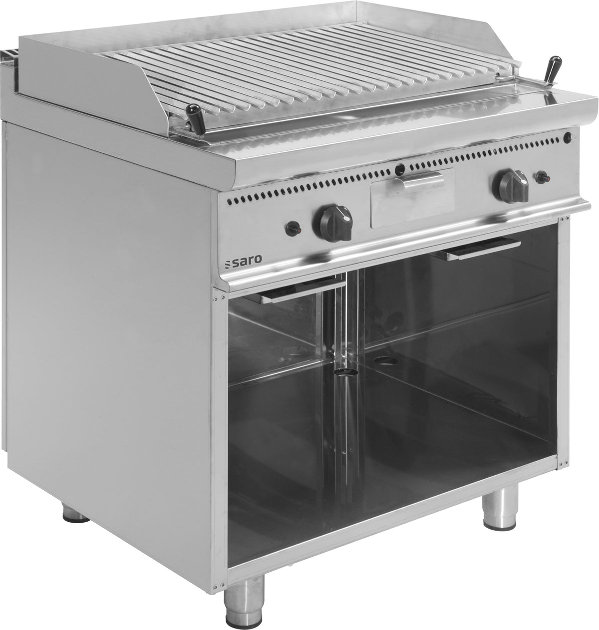 Grill pierre de lave - Gaz - 8 kW - Support ouvert - 400mm - E7/BS1BA Saro - Grill pierre de lave professionnel CHR - matériel cuisine pro - Cuistéo
