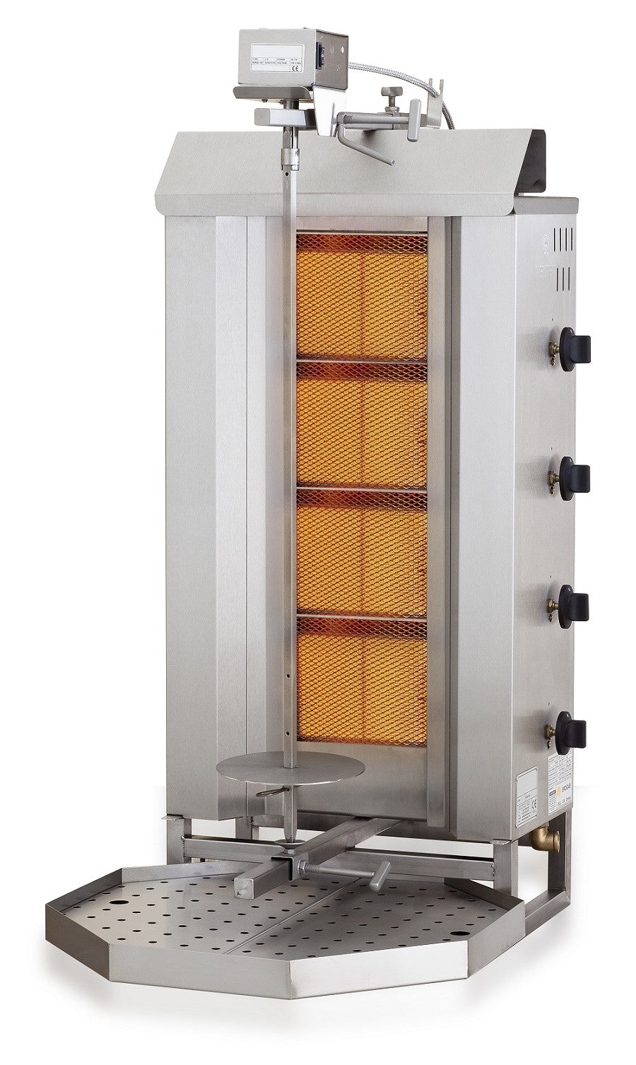 Gyros grill à gaz - moteur dessus 4 zones de chauff. 515x550x1120 mm 12.9 kW Combisteel - Doner kebab professionnel CHR - matériel cuisine pro - Cuistéo