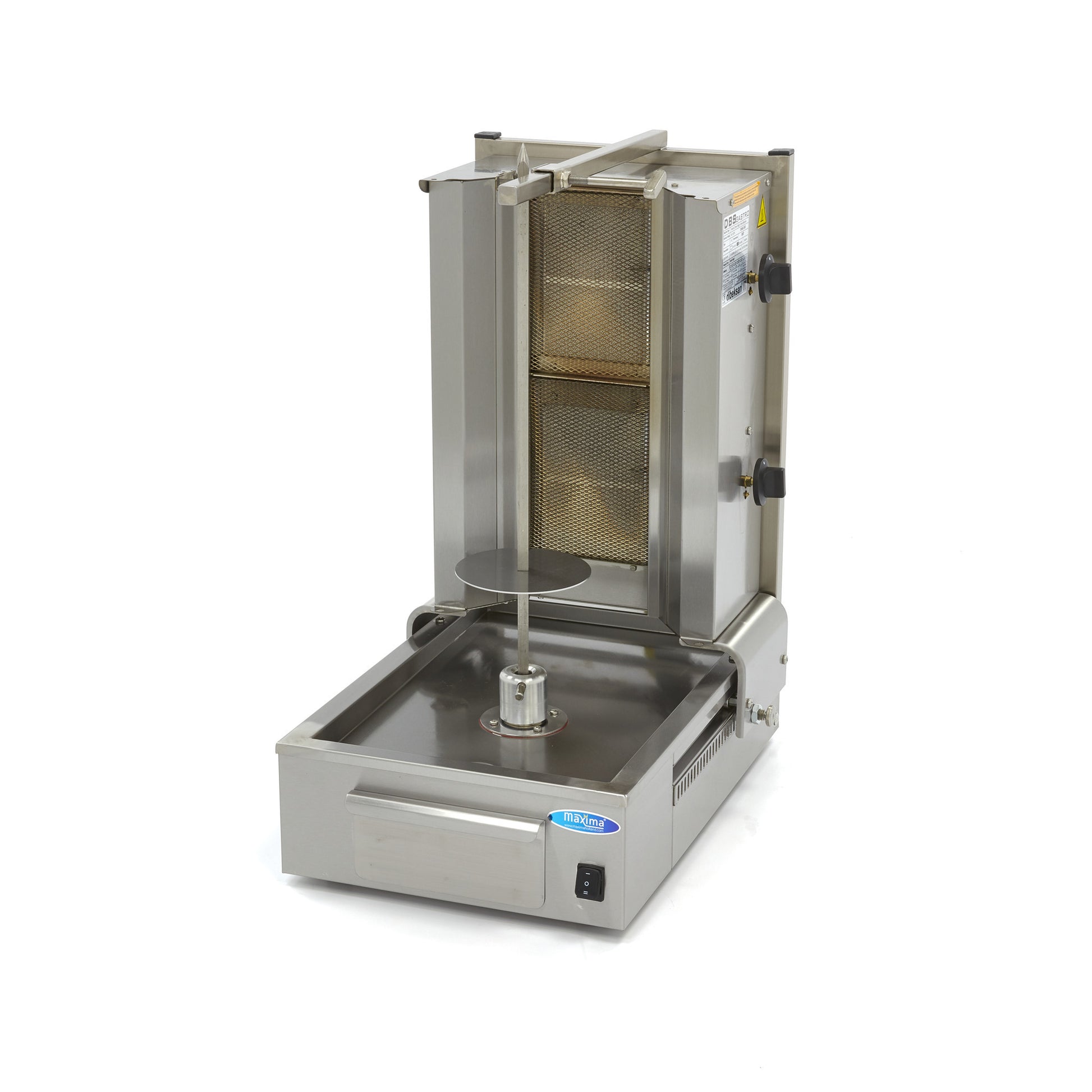 Broche à kebab - 2 brûleurs - 20kg de viande - Gaz L. 450 mm 20 L 6.64 kW Maxima - Doner kebab professionnel CHR - matériel cuisine pro - Cuistéo