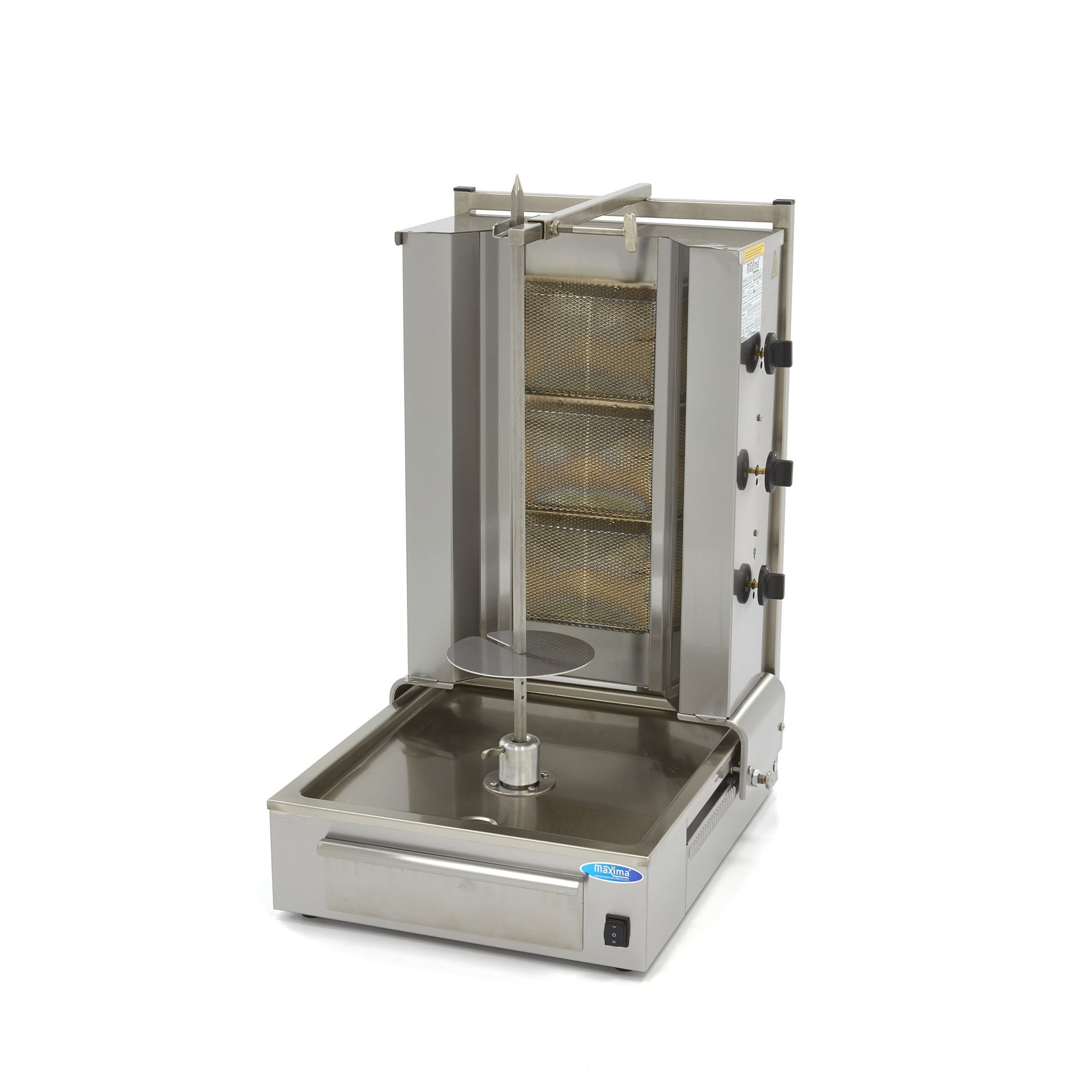 Broche à kebab - 3 brûleurs - 40 kg de viande - Gaz L. 570 mm 40 L 9.96 kW Maxima - Doner kebab professionnel CHR - matériel cuisine pro - Cuistéo