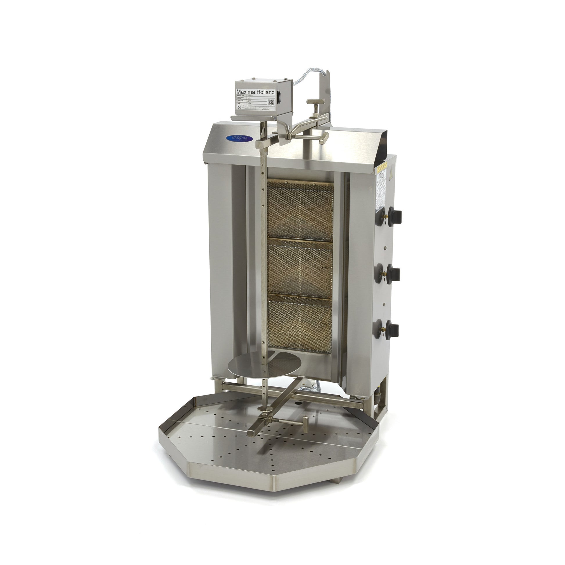 Machine à kebab - 3 brûleurs - 30kg de viande - Gaz L. 608 mm 30 L 9.96 kW Maxima - Doner kebab professionnel CHR - matériel cuisine pro - Cuistéo