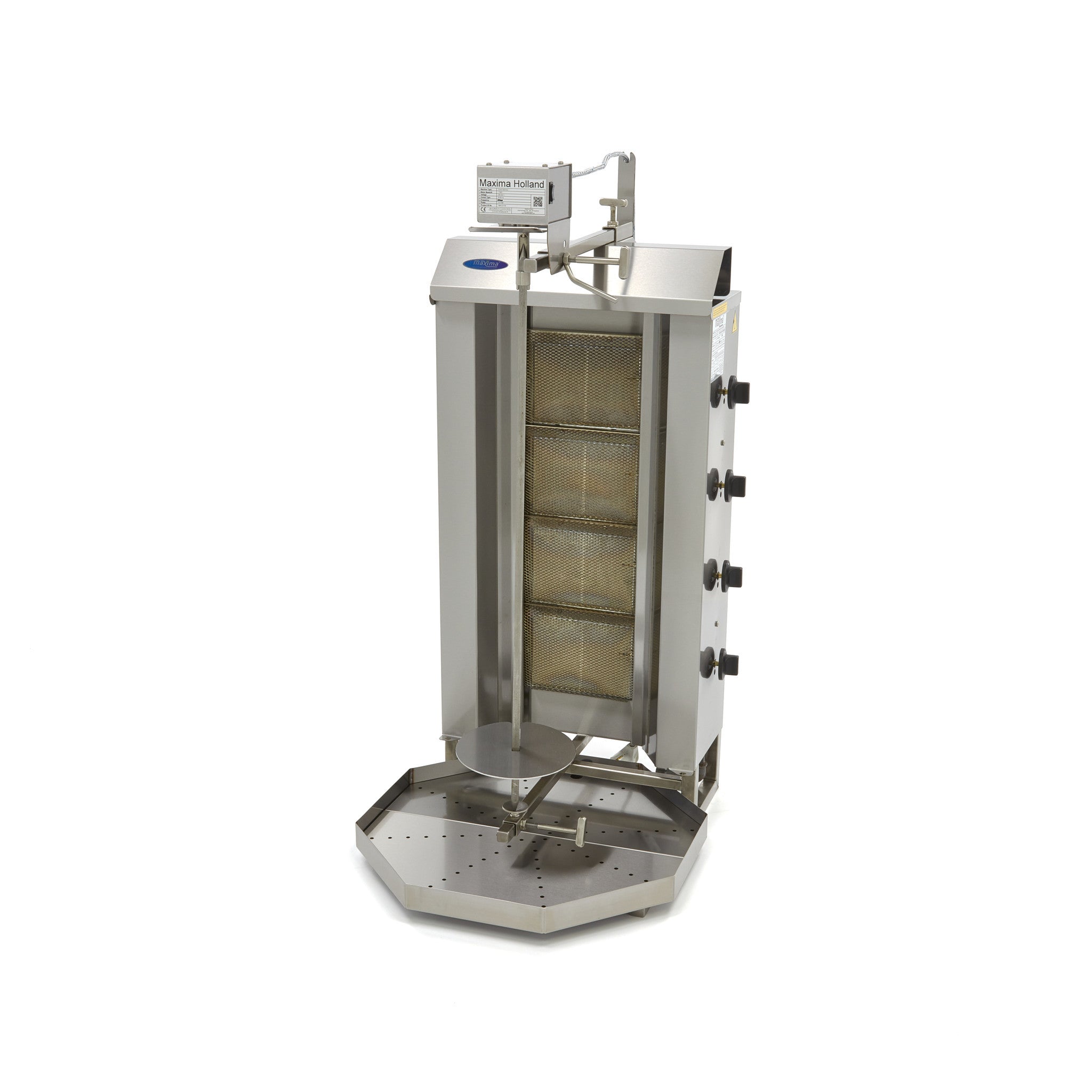 Broche à kebab - 4 brûleurs - 50 kg de viande - Gaz L. 770 mm 50 L 13.28 kW Maxima - Doner kebab professionnel CHR - matériel cuisine pro - Cuistéo