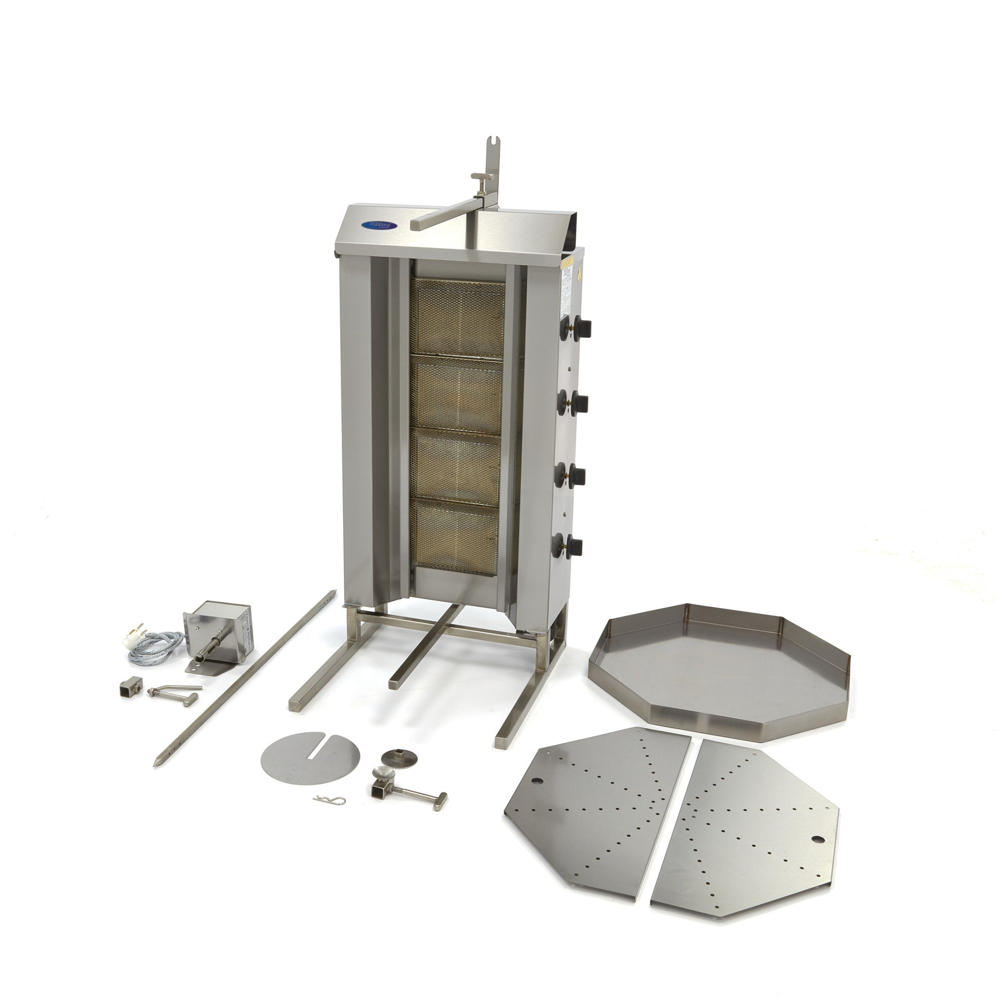 Broche à kebab - 4 brûleurs - 50 kg de viande - Gaz L. 770 mm 50 L 13.28 kW Maxima - vue 2 - Doner kebab pro CHR - Cuistéo