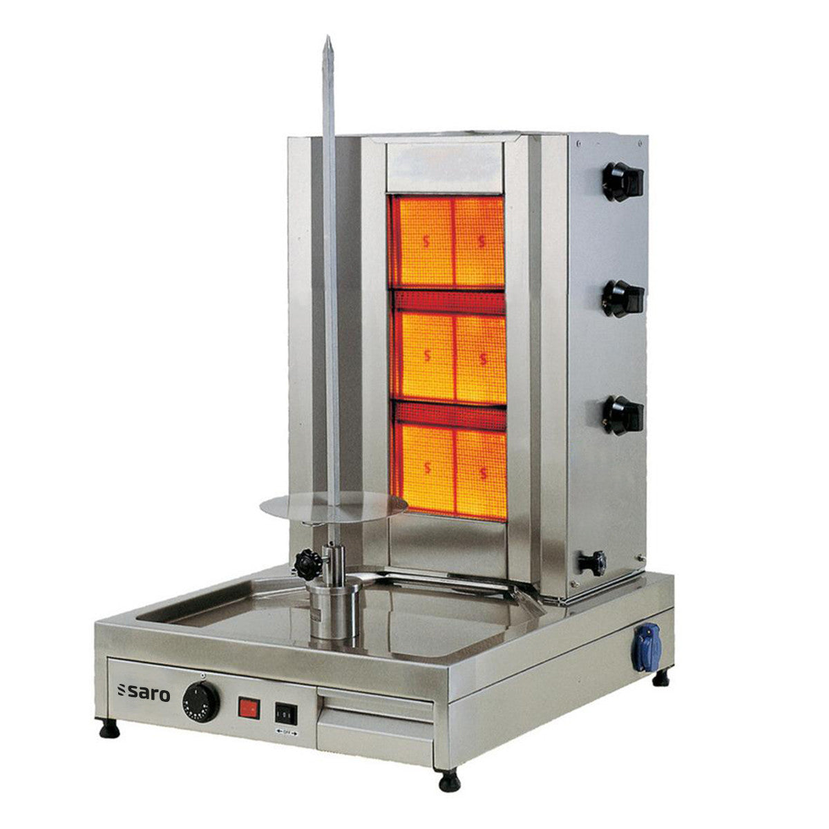 Grill Kebab Gaz - Inox - 40kg - 3 Brûleurs - 9,75kW - 530x650x780mm 40 L Saro - Doner kebab professionnel CHR - matériel cuisine pro - Cuistéo