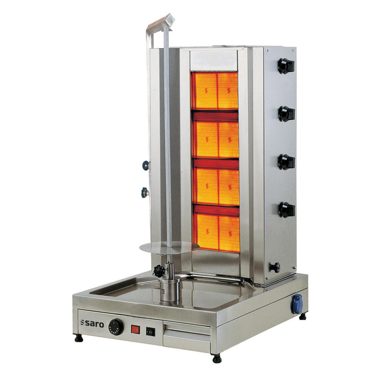 Grill Kebab Gaz - Inox - 80kg - 4 Brûleurs - 13kW - 560x650x1070mm 80 L Saro - Doner kebab professionnel CHR - matériel cuisine pro - Cuistéo