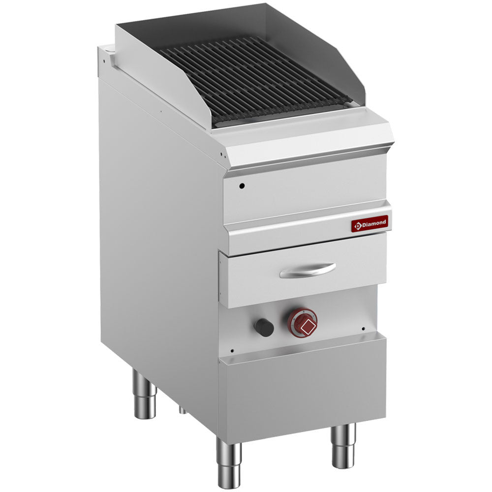 Grill vapeur gaz en fonte/ dble face-module 1/2 - Diamond