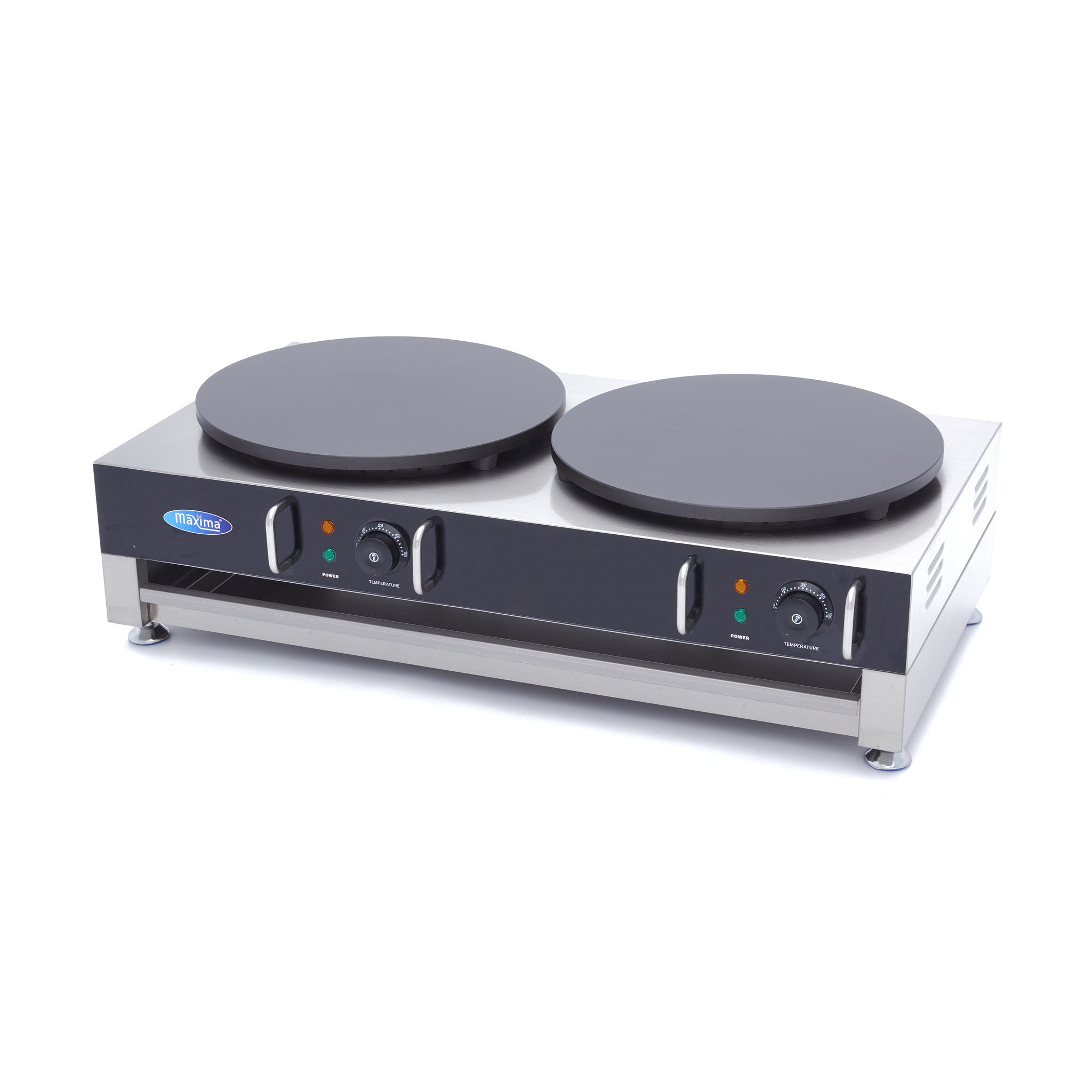 Crêpière double - 2x40cm - Fonte - Thermostat réglable 3000 W Maxima - Crêpière professionnel CHR - matériel cuisine pro - Cuistéo