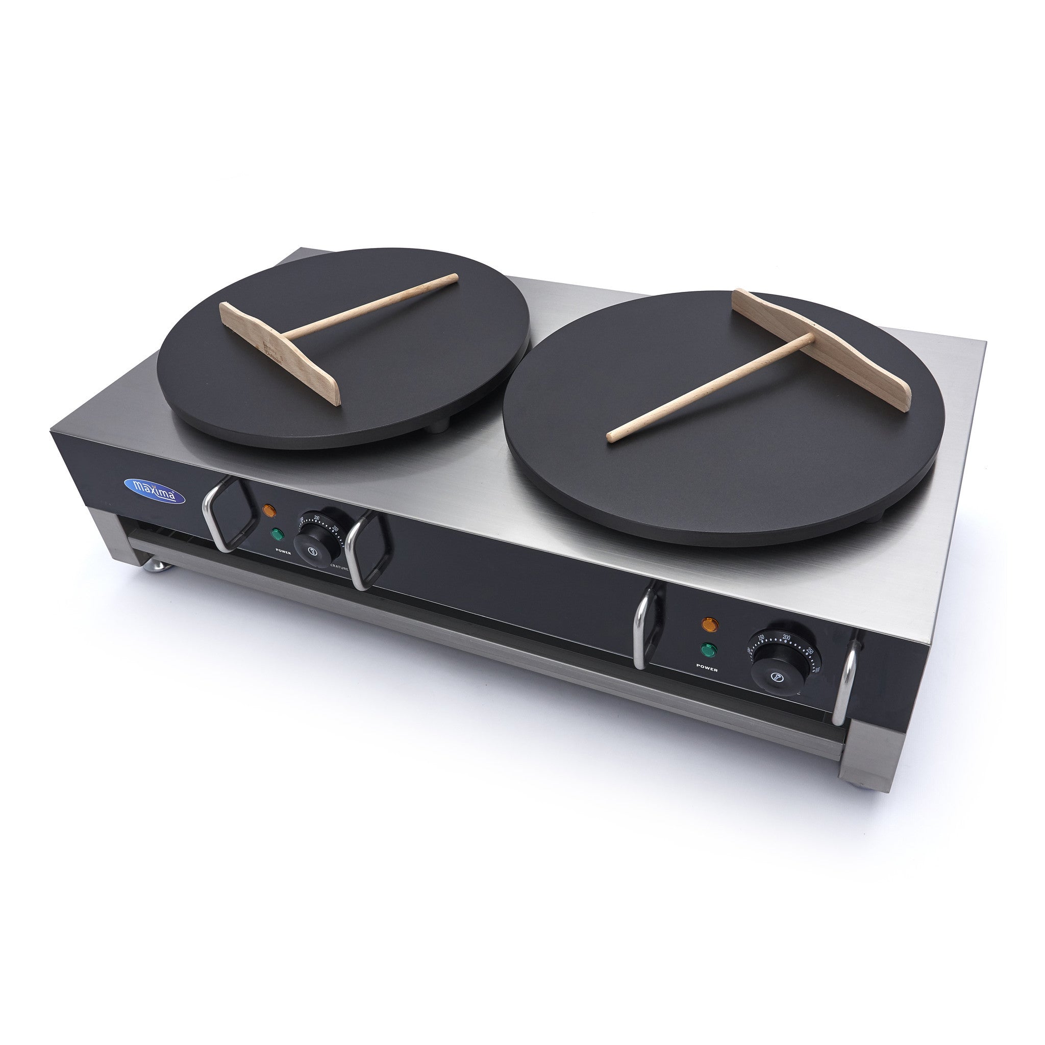 Crêpière double - 2x40cm - Fonte - Thermostat réglable 3000 W Maxima - vue 2 - Crêpière pro CHR - Cuistéo