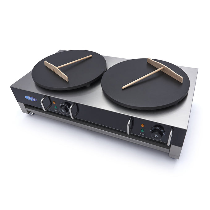 Crêpière double - 2x40cm - Fonte - Thermostat réglable 3000 W Maxima - vue 2 - Crêpière pro CHR - Cuistéo