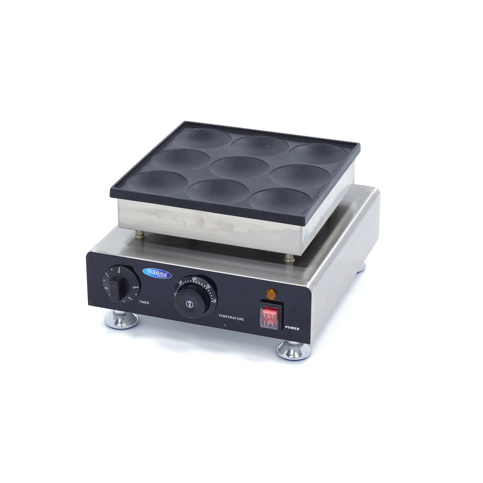 Machine à pancakes - 9 emplacements - 8cm - Thermostat réglable 900 W Maxima - Crêpière professionnel CHR - matériel cuisine pro - Cuistéo