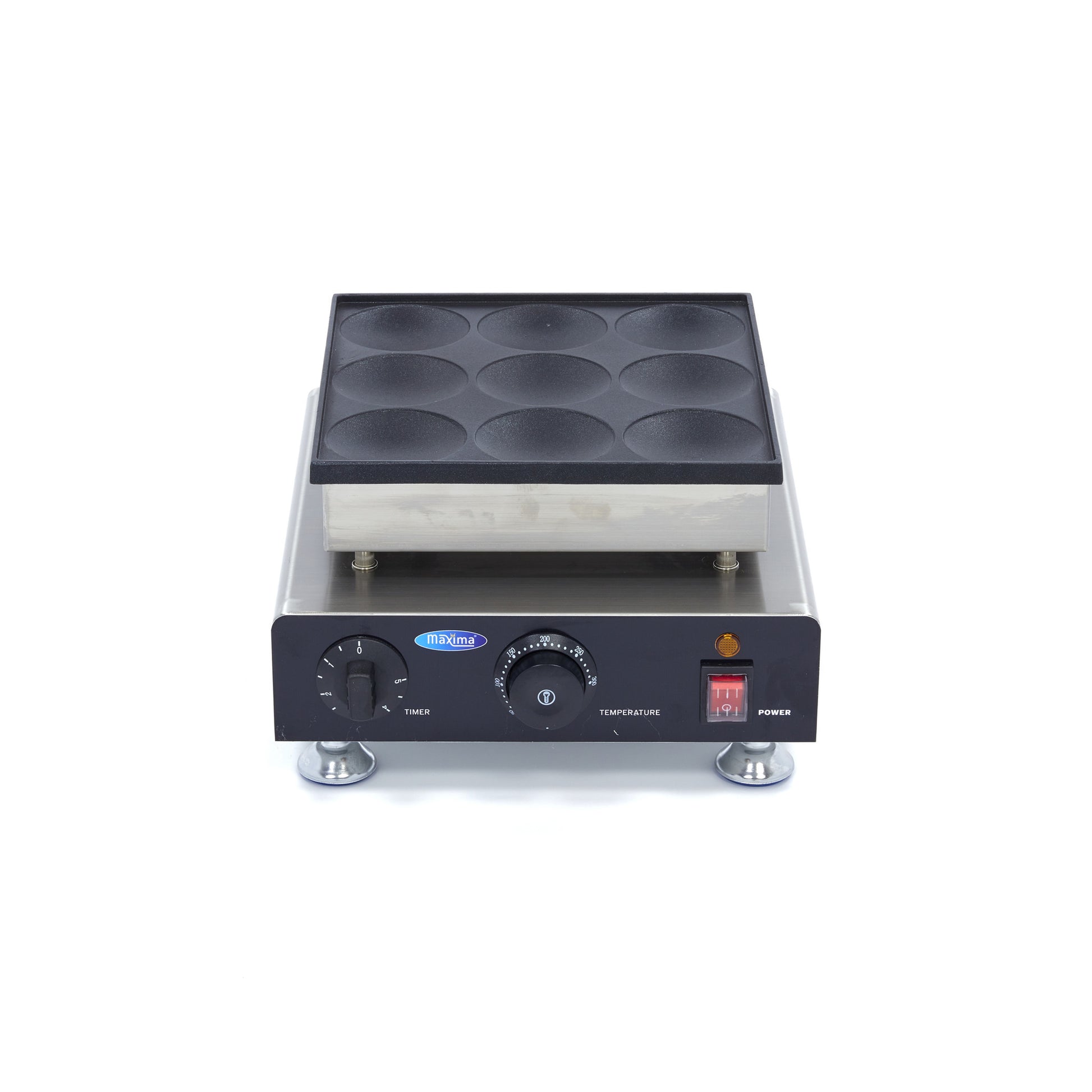 Machine à pancakes - 9 emplacements - 8cm - Thermostat réglable 900 W Maxima - vue 6 - Crêpière pro CHR - Cuistéo
