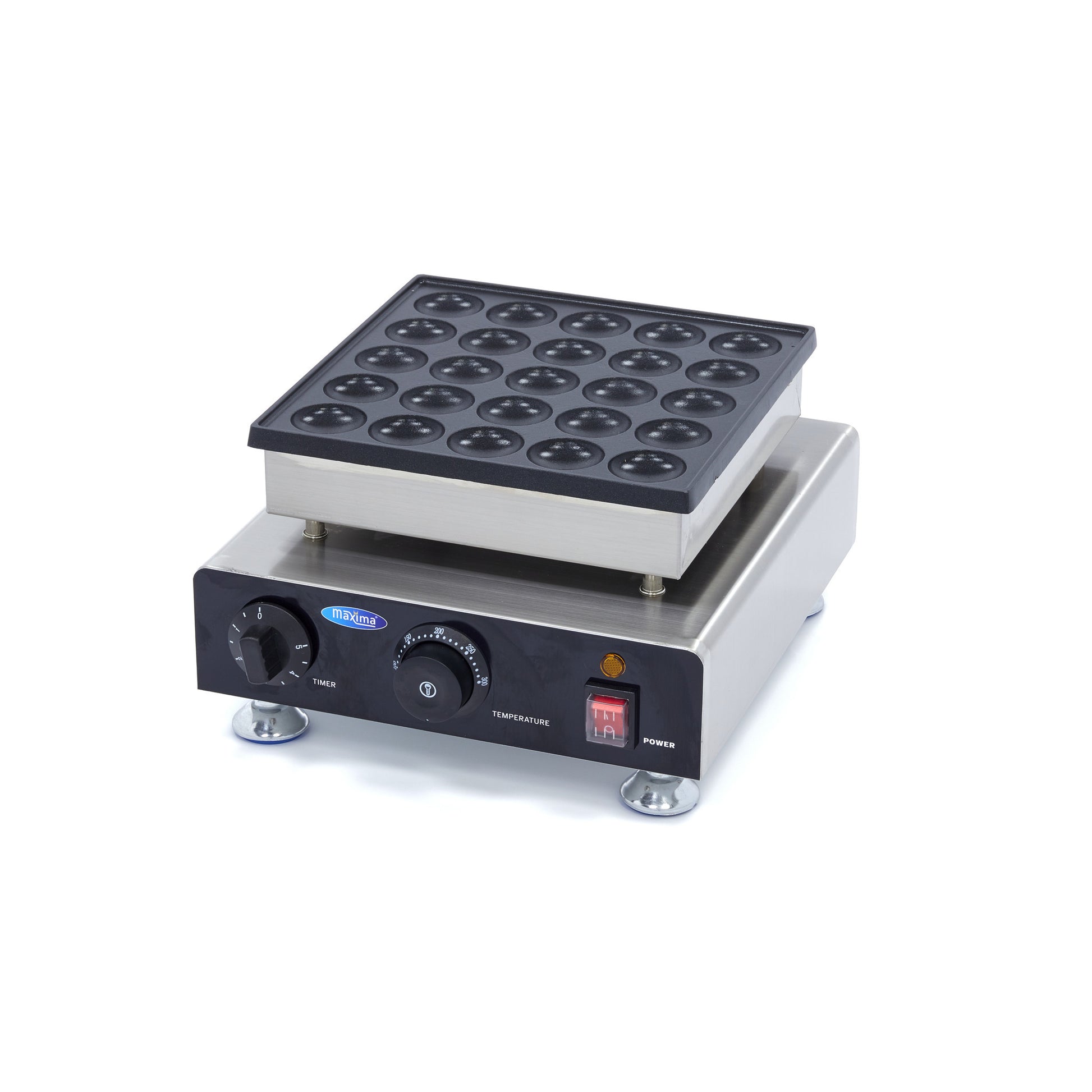 Mini appareil à pancakes - 25 pièces - Ø4,5cm chacun 25 L 900 W Maxima - Appareil à poffertjes professionnel CHR - matériel cuisine pro - Cuistéo