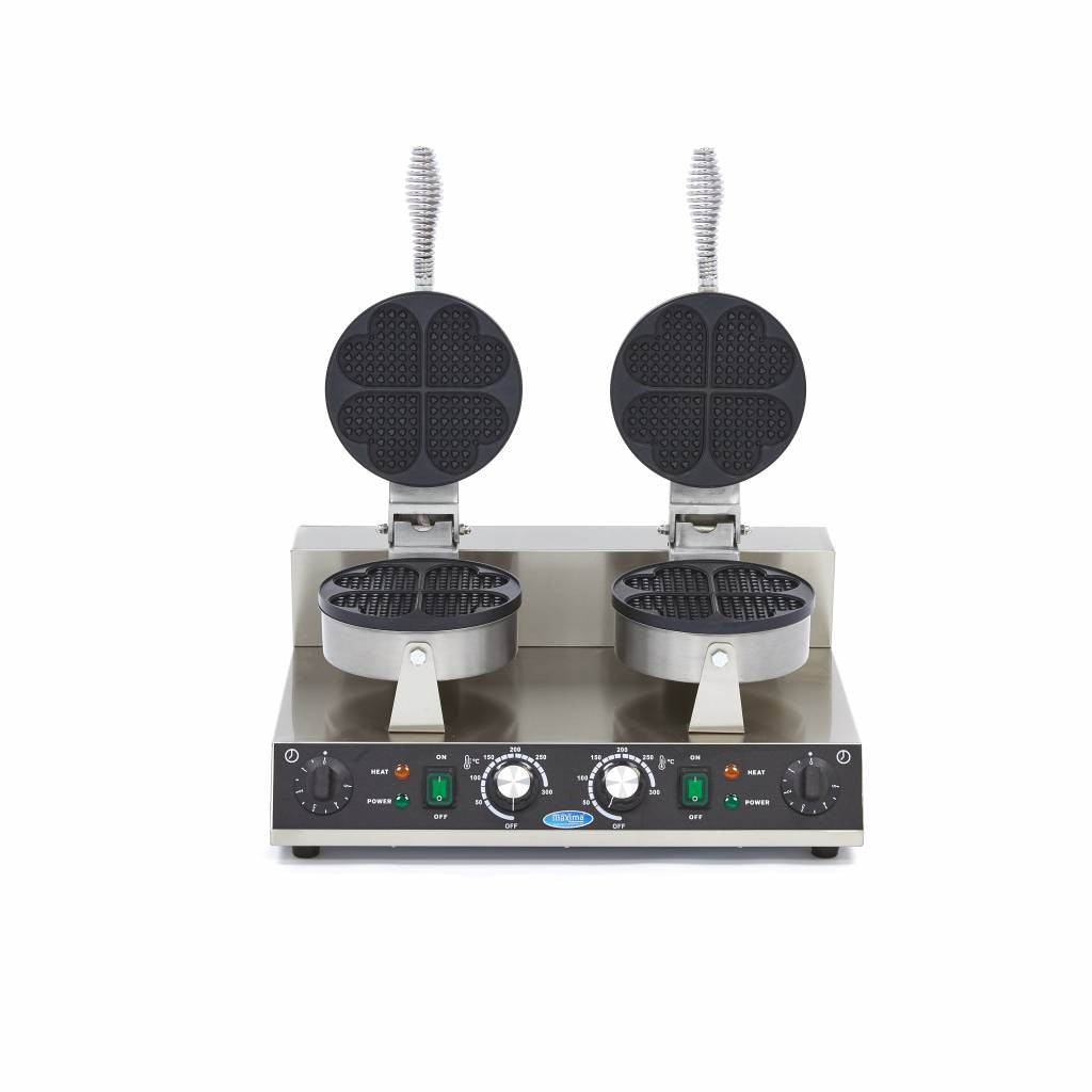 Machine à Gaufres - 8 Gaufres - Coeurs - Double 2000 W Maxima - vue 3 - Gaufrier pro CHR - Cuistéo