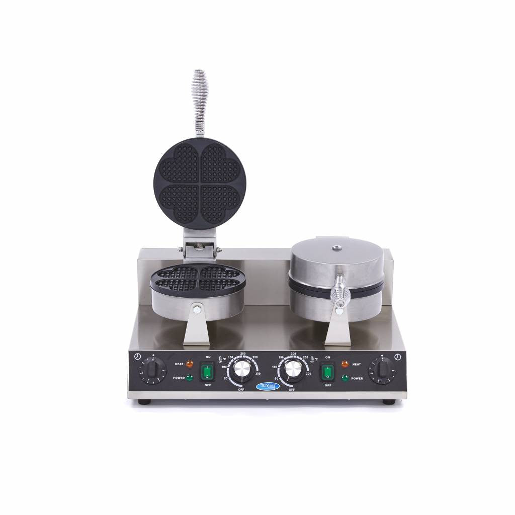 Machine à Gaufres - 8 Gaufres - Coeurs - Double 2000 W Maxima - vue 8 - Gaufrier pro CHR - Cuistéo