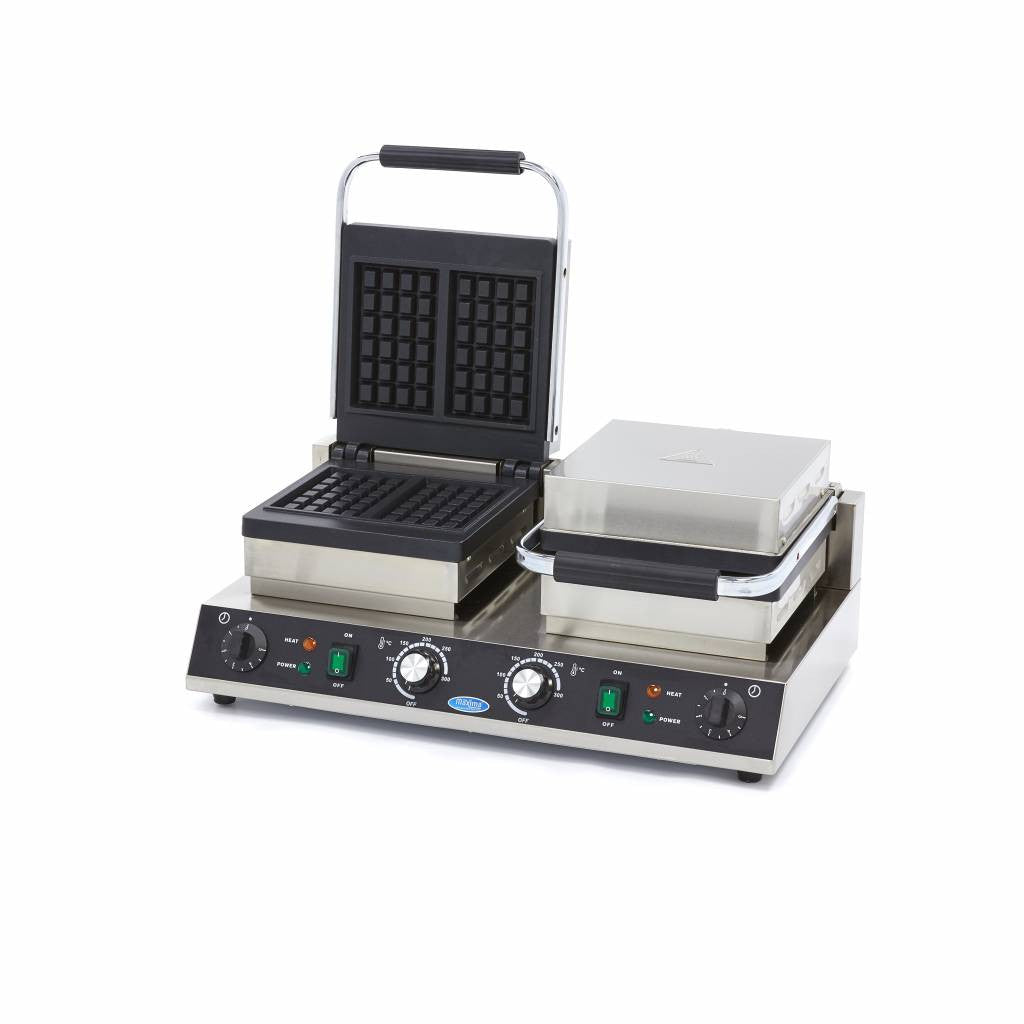 Gaufrier - 4 pièces - Carrée - Double 1500 W Maxima - Gaufrier professionnel CHR - matériel cuisine pro - Cuistéo