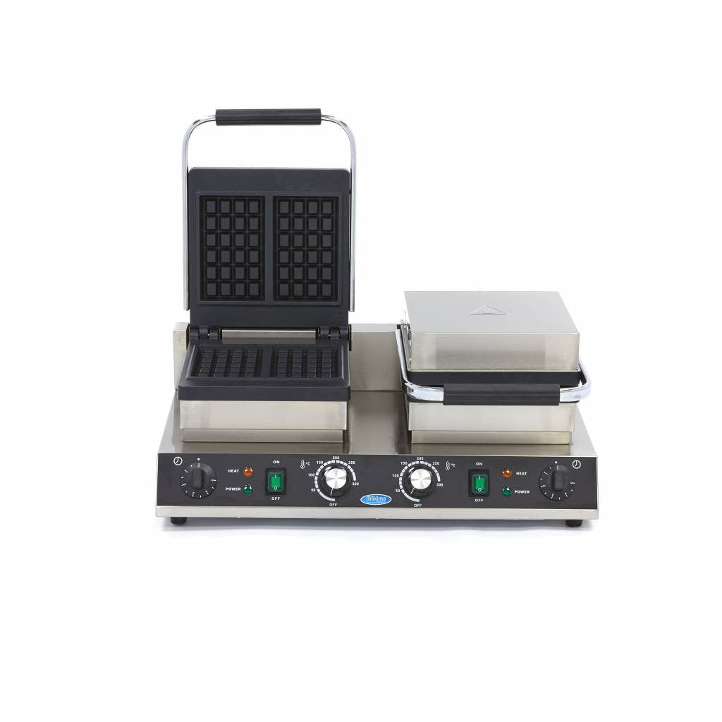 Gaufrier - 4 pièces - Carrée - Double 1500 W Maxima - vue 8 - Gaufrier pro CHR - Cuistéo