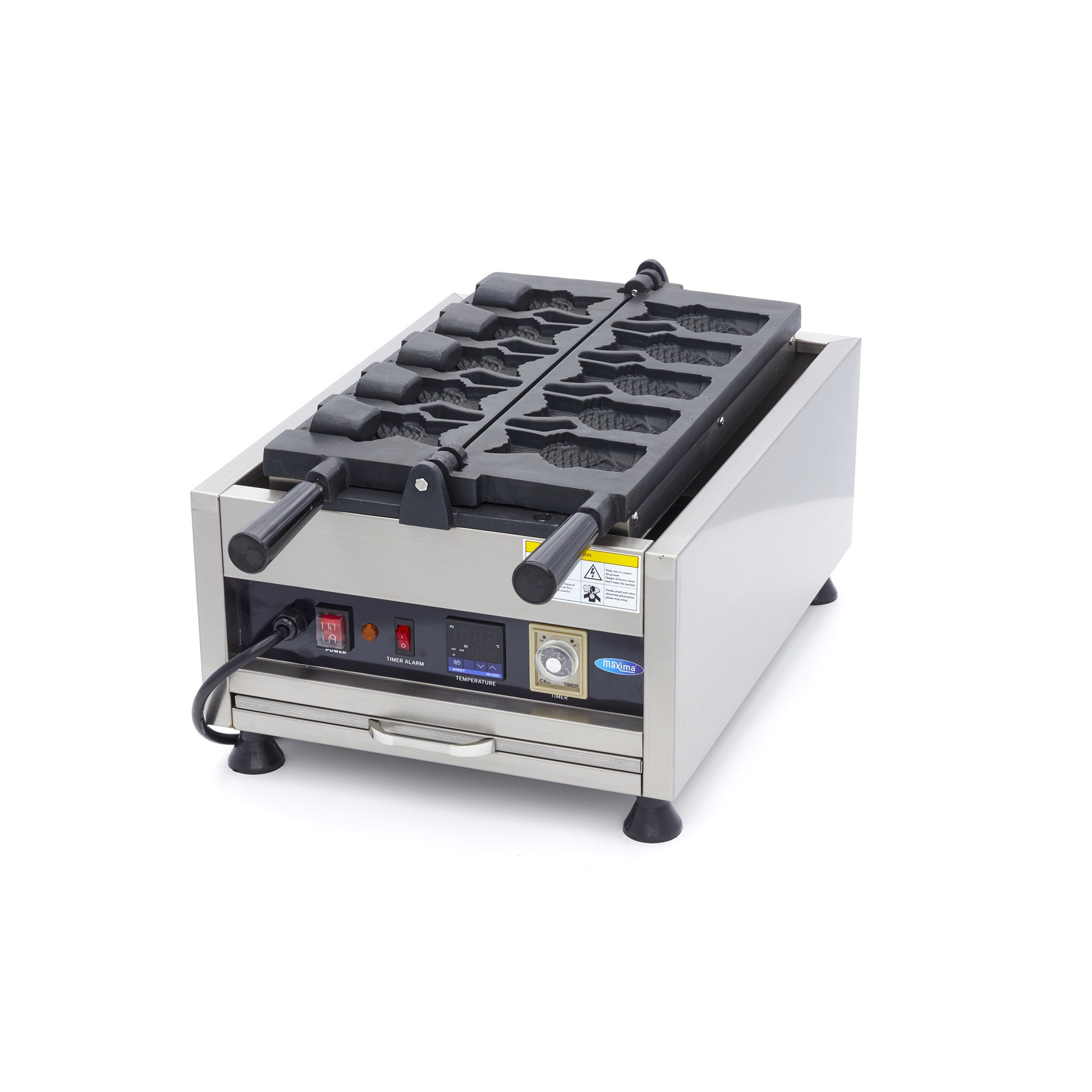 Gaufrier - 5 formes de Taiyaki / poisson - Rotative - Numérique 3200 W Maxima - Gaufrier professionnel CHR - matériel cuisine pro - Cuistéo