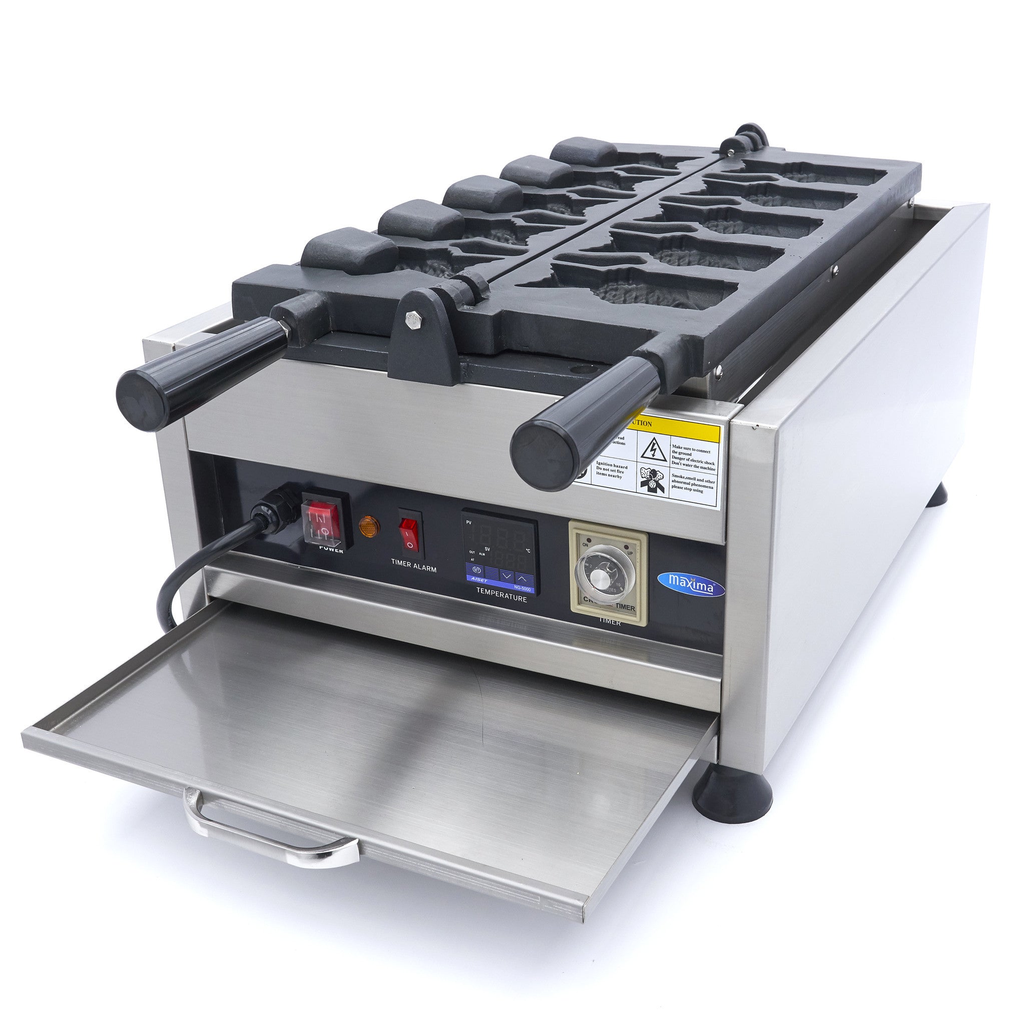 Gaufrier - 5 formes de Taiyaki / poisson - Rotative - Numérique 3200 W Maxima - vue 2 - Gaufrier pro CHR - Cuistéo