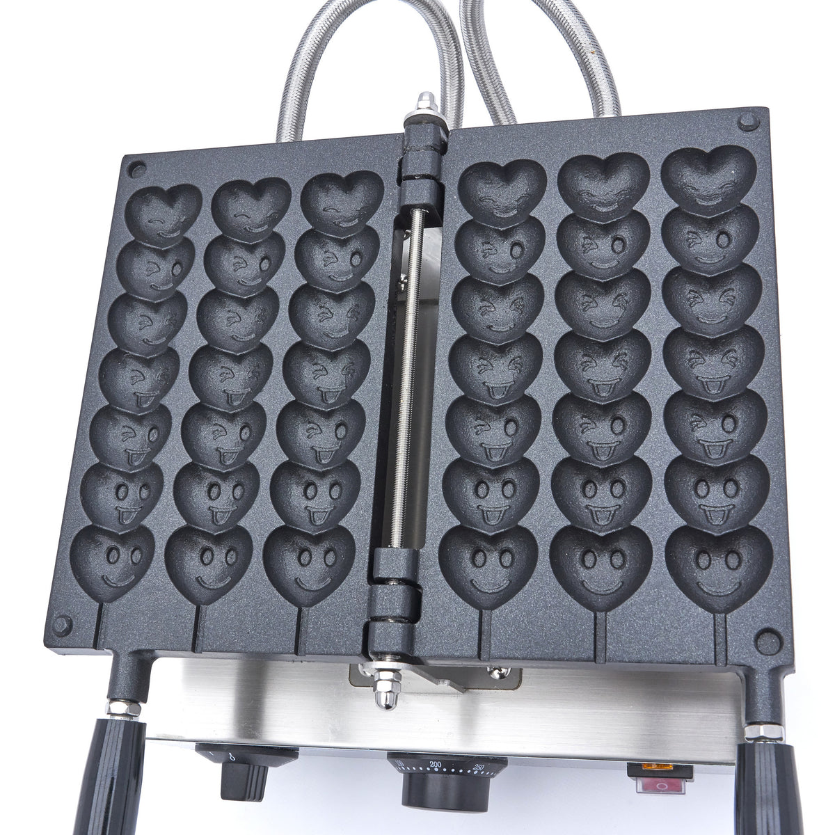 Gaufrier - 3 sucettes - Coeurs avec émoticônes sur des bâtonnets 1560 W Maxima - vue 3 - Gaufrier pro CHR - Cuistéo