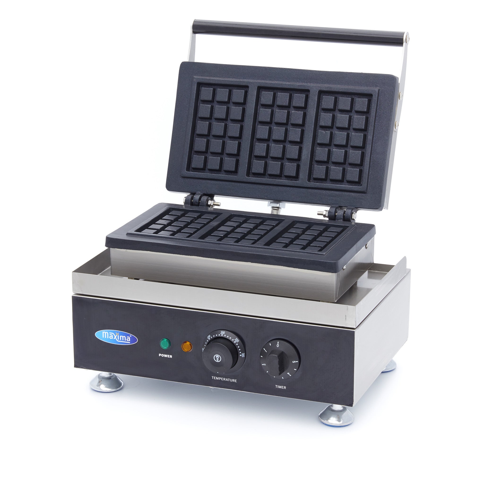 Gaufrier professionnel - 3 gaufres - Belge - Thermostat réglable 1750 W Maxima - Gaufrier professionnel CHR - matériel cuisine pro - Cuistéo