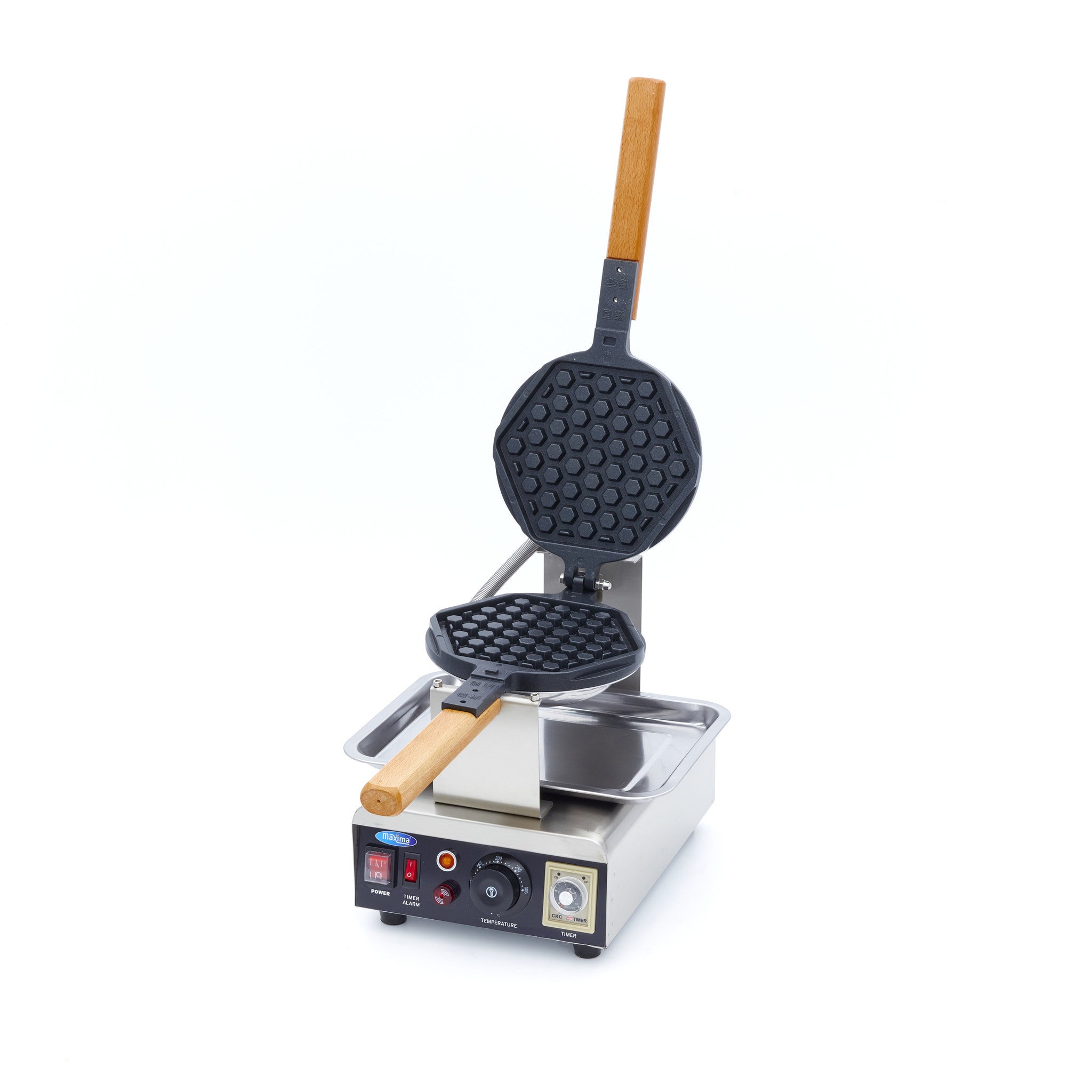 Gaufrier - 1 gaufre - Motif nid d'abeille rond 1500 W Maxima - Gaufrier professionnel CHR - matériel cuisine pro - Cuistéo