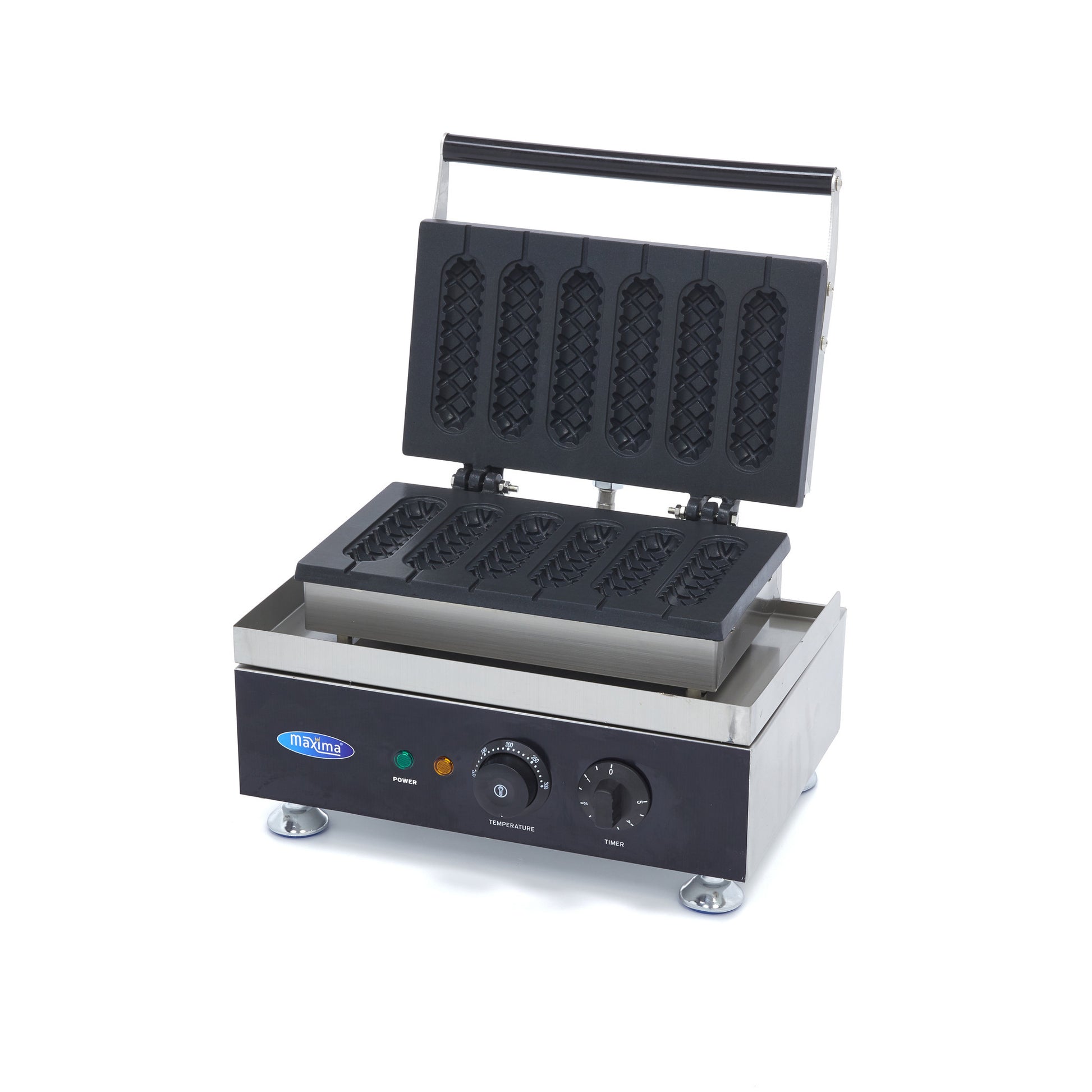 Machine à corn dog - 6 bâtonnets - Corn Dogs - Motif en diamant 1750 W Maxima - Gaufrier professionnel CHR - matériel cuisine pro - Cuistéo
