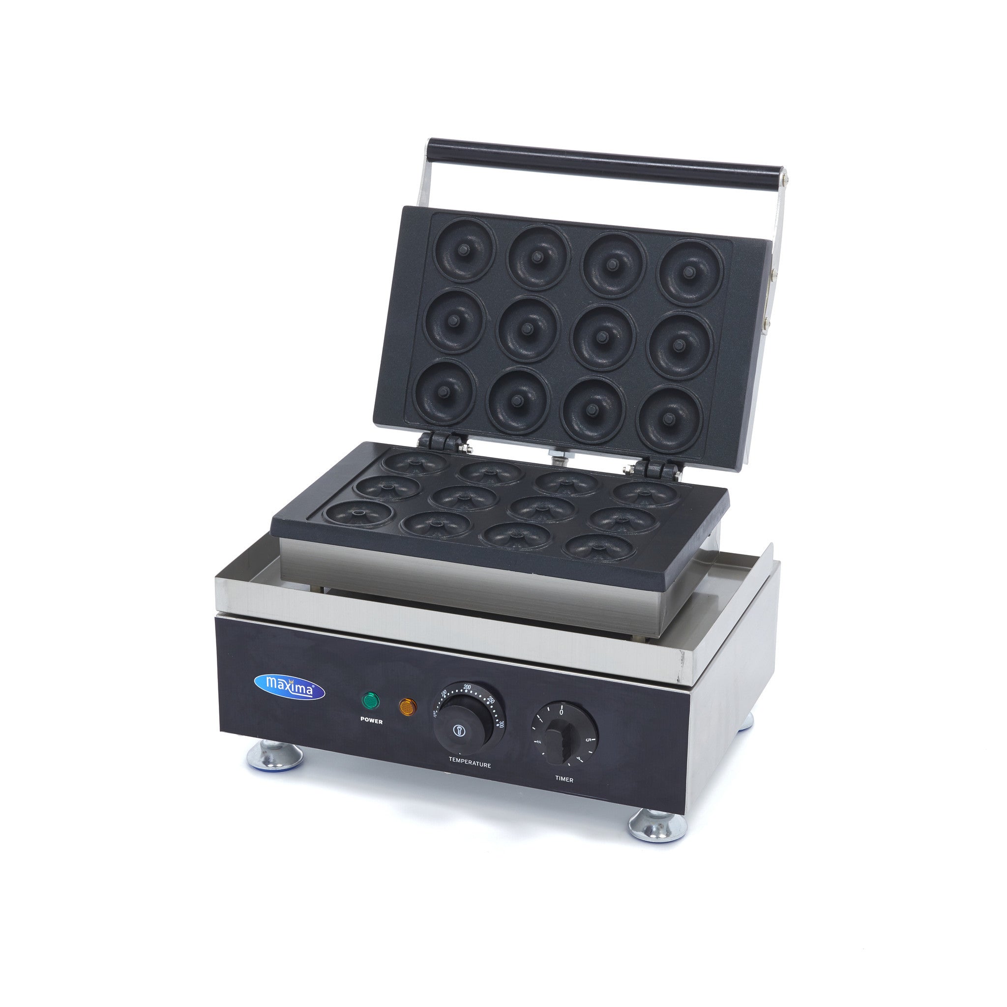 Machine à donuts - 12 mini donuts - diam 5cm - avec minuteur intégré 1750 W Maxima - Gaufrier professionnel CHR - matériel cuisine pro - Cuistéo