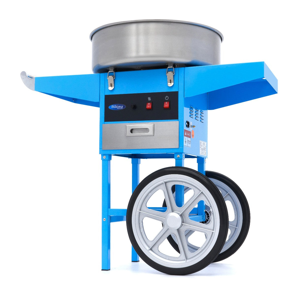 Machine à barbe à papa - diamètre 52 cm - Bleu - avec chariot inox 1080 W Maxima - Machine popcorn / barbe à papa professionnel CHR - matériel cuisine pro - Cuistéo
