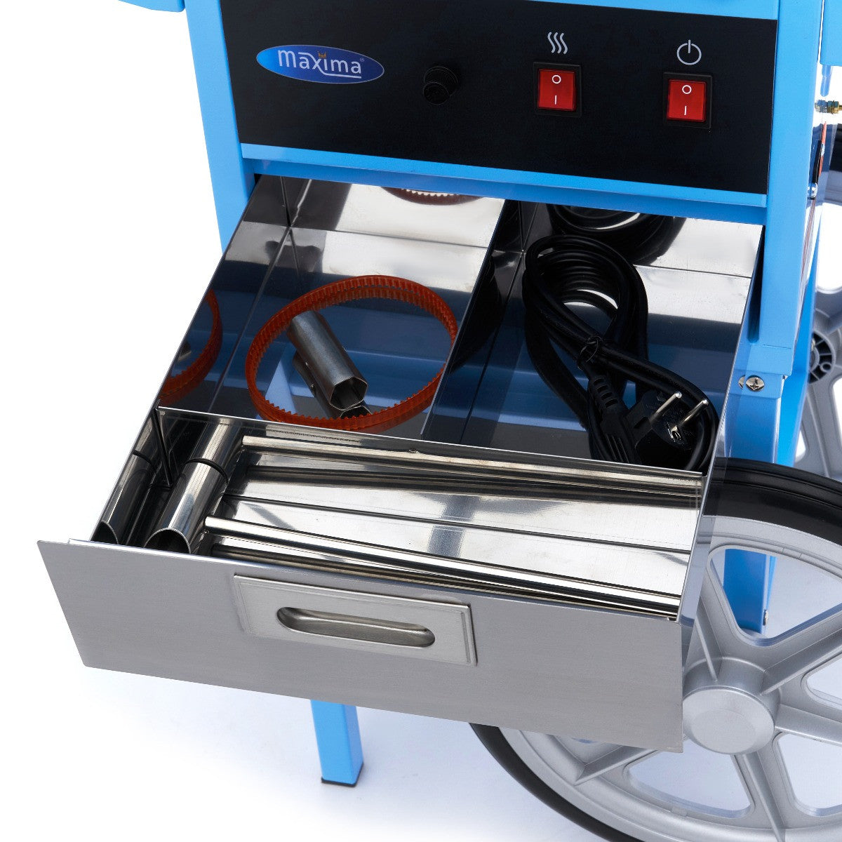 Machine à barbe à papa - diamètre 52 cm - Bleu - avec chariot inox 1080 W Maxima - vue 13 - Machine popcorn / barbe à papa pro CHR - Cuistéo